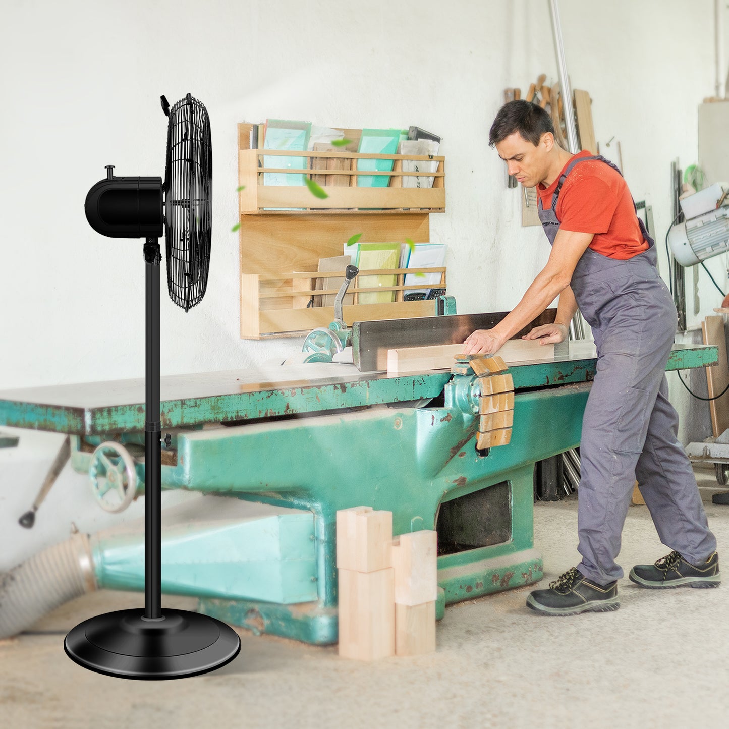 Adjustable Heights High Velocity Stand Fan with 75° Oscillation, Low Noise, Quality Construction, 3 Speed Settings