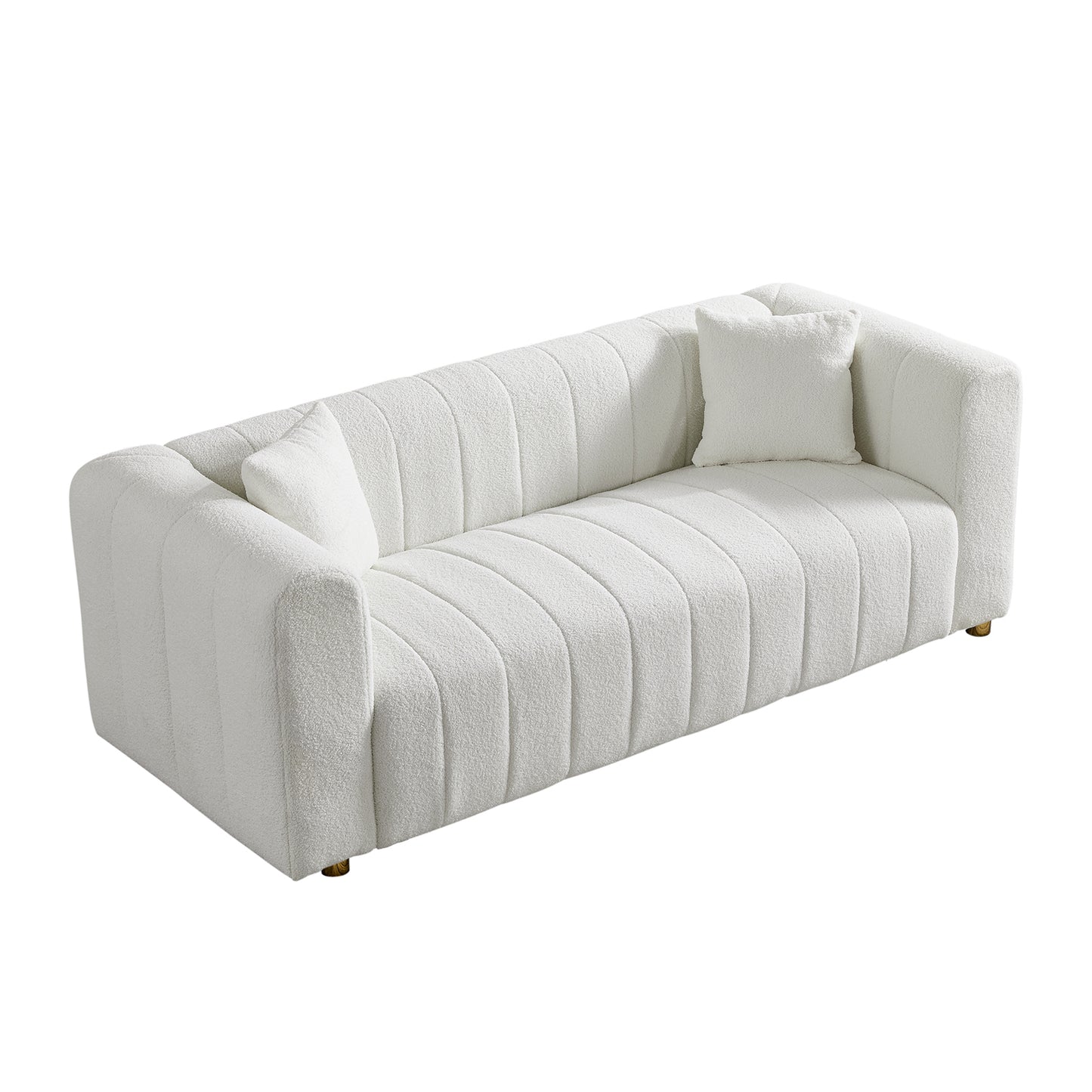 81.89 Teddy Fabric Large Modern Sofa with Gold Metal Legs