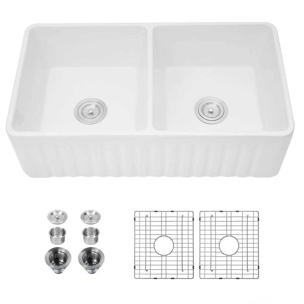 Elegant White Ceramic Farmhouse Kitchen Sink