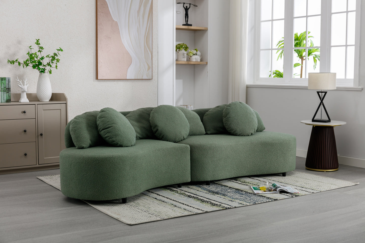 103.9 Green Lamb Velvet Upholstered Modern Sofa with Luxurious Design