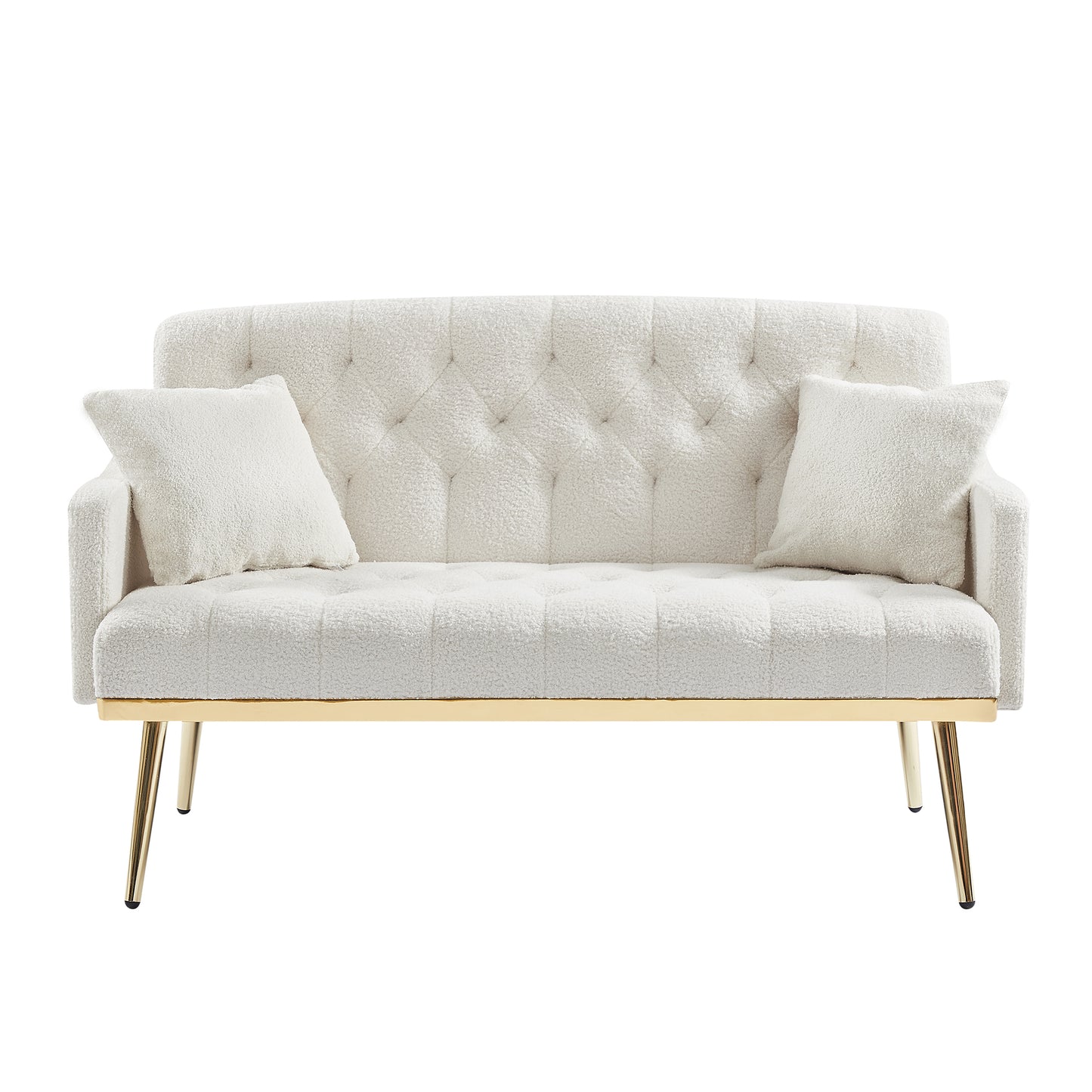 CREAM WHITE TEDDY FABRIC  2 SEATER SOFA