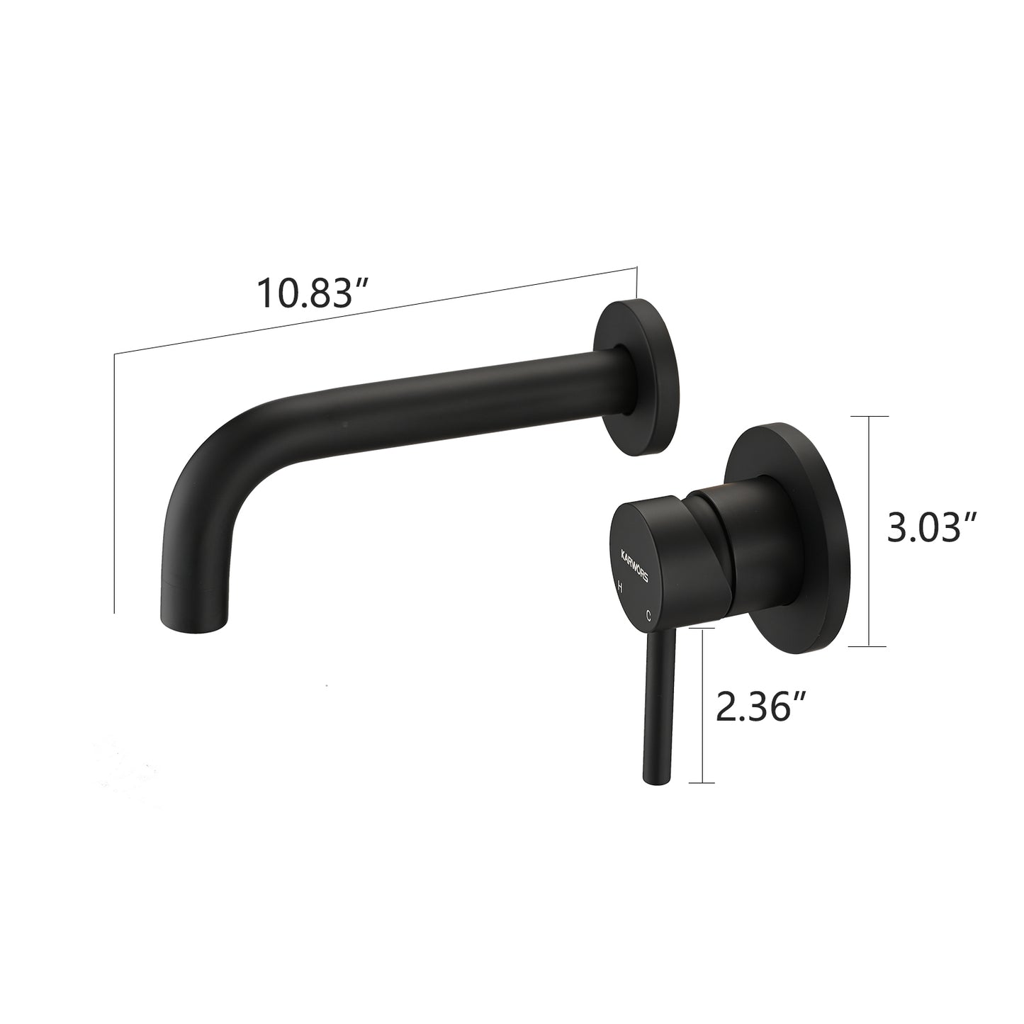 Matte Black Wall-Mount Bathroom Faucet with Rustproof Design