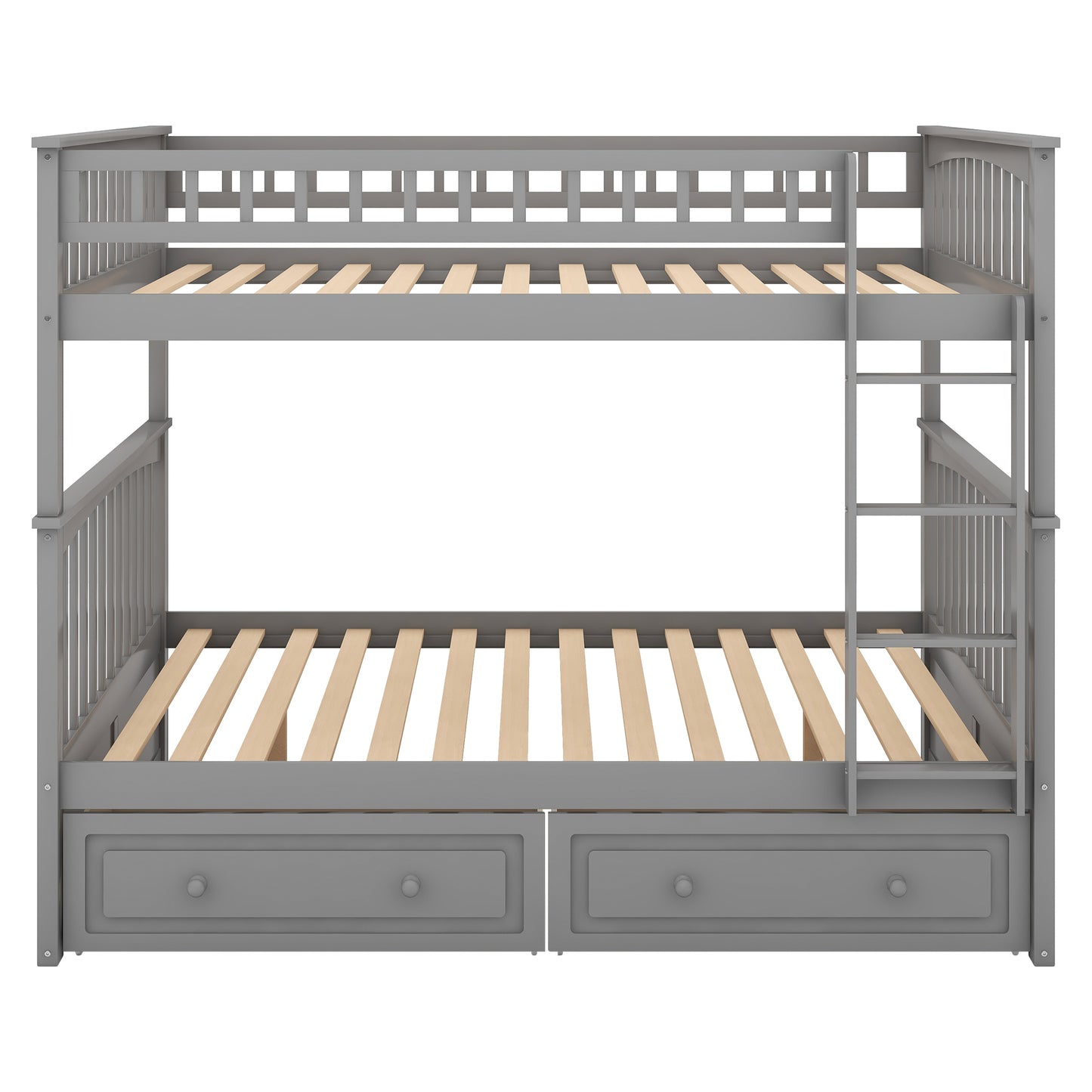 Gray Twin over Twin Bunk Bed with Convertible Drawers