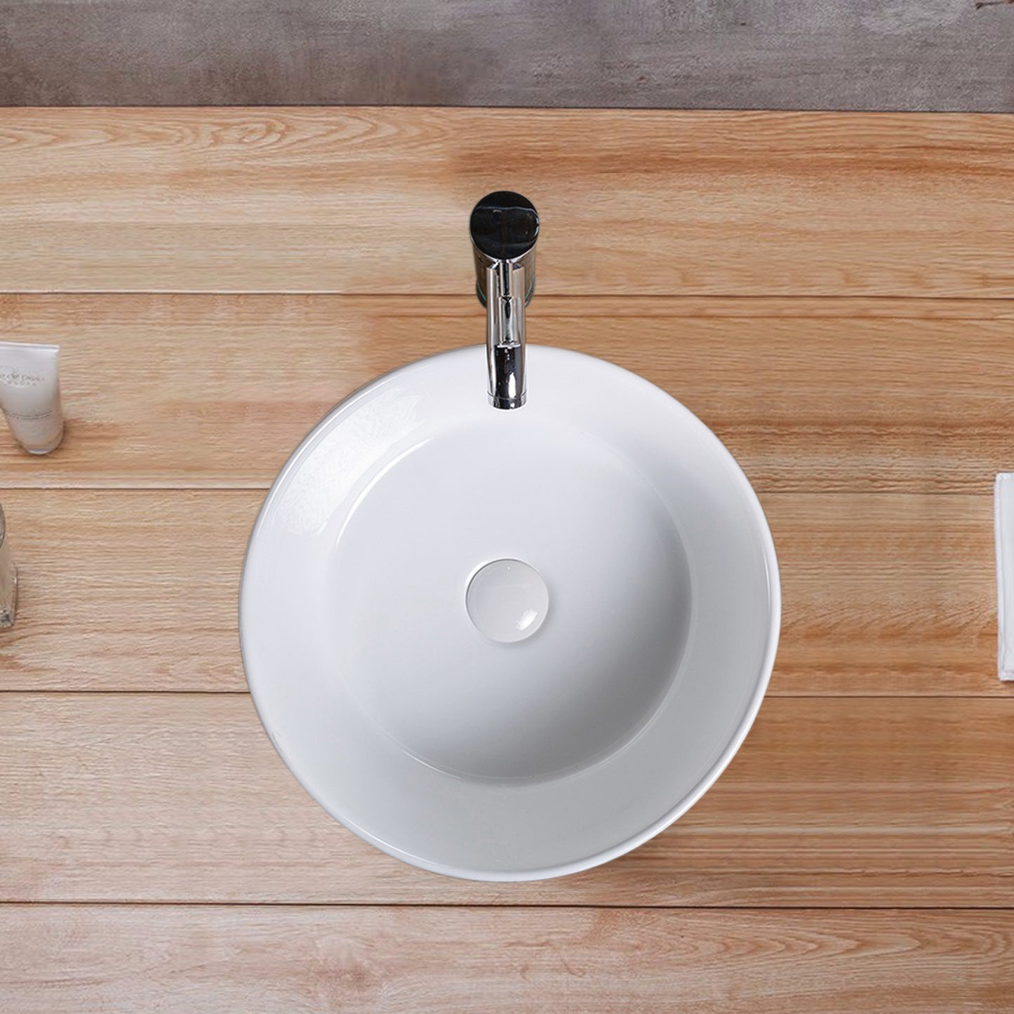 Vessel  Bathroom Sink Basin in White Ceramic