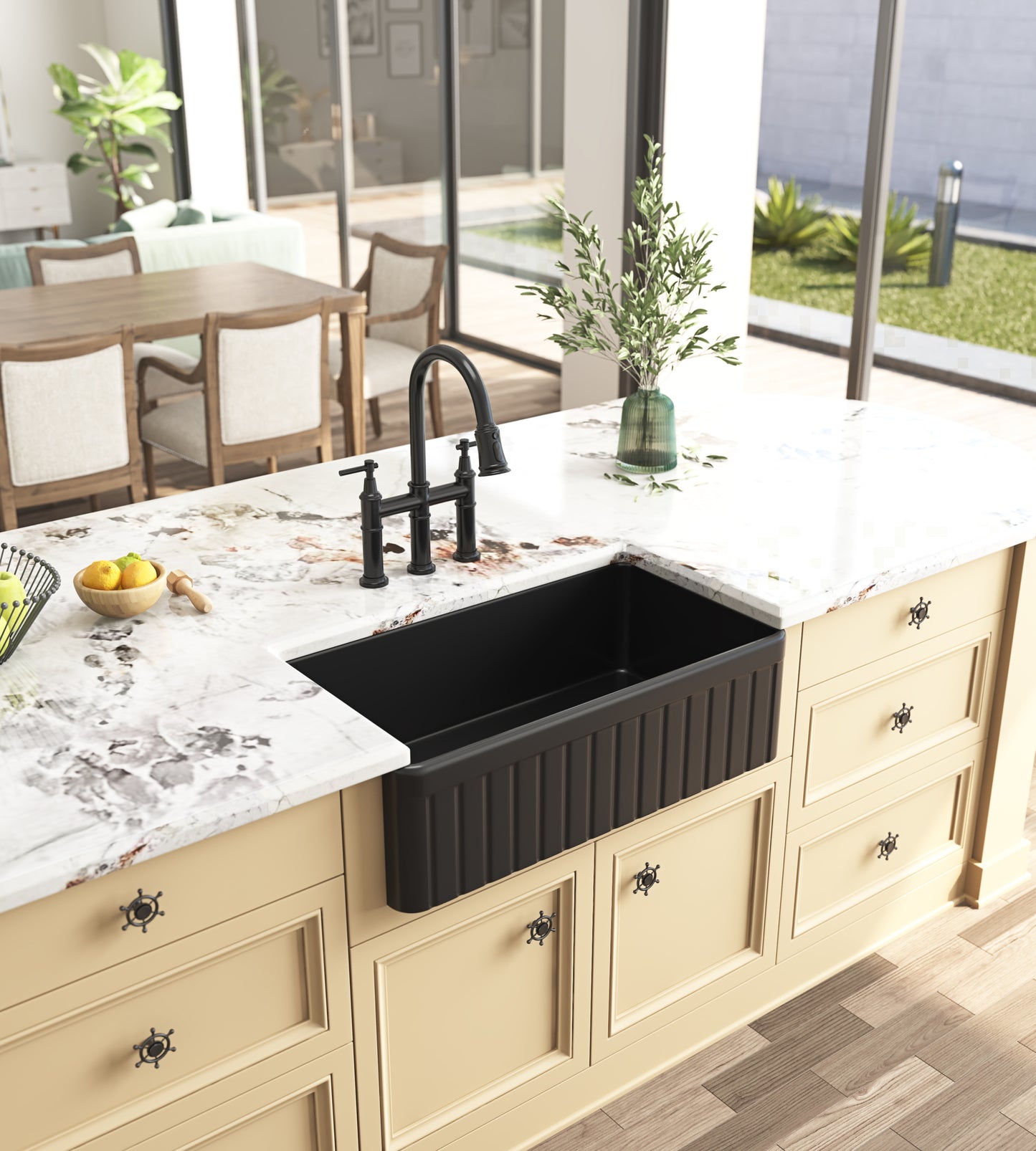 Single Bowl White Farmhouse Kitchen Sink - Inch Size