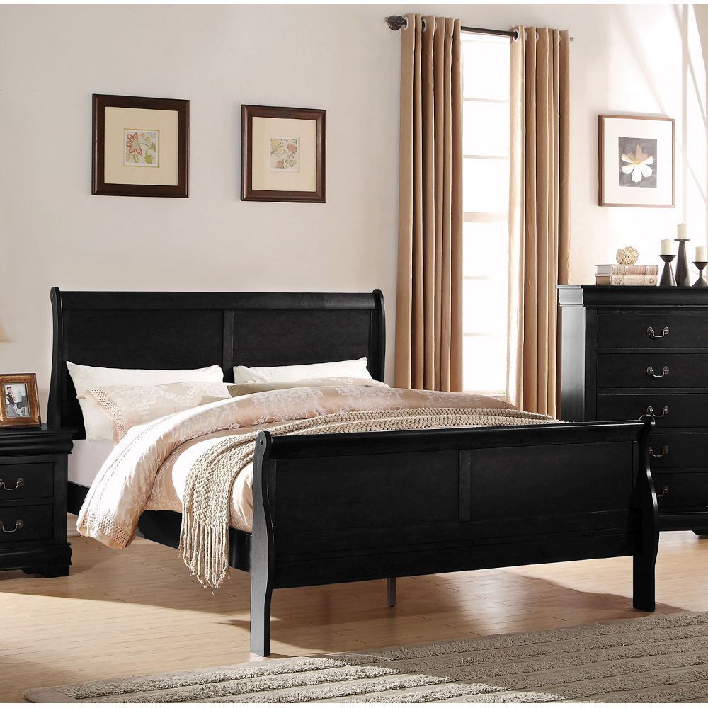 Louis Philippe Eastern King Bed in Black 23727EK