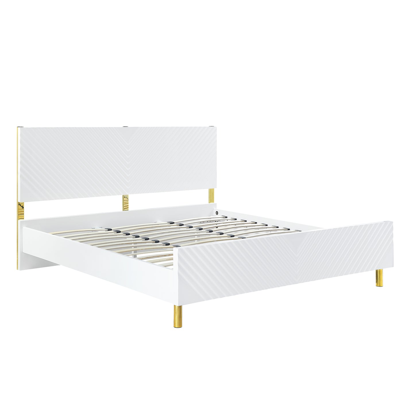 Gaines Queen Bed, White High Gloss Finish BD01034Q