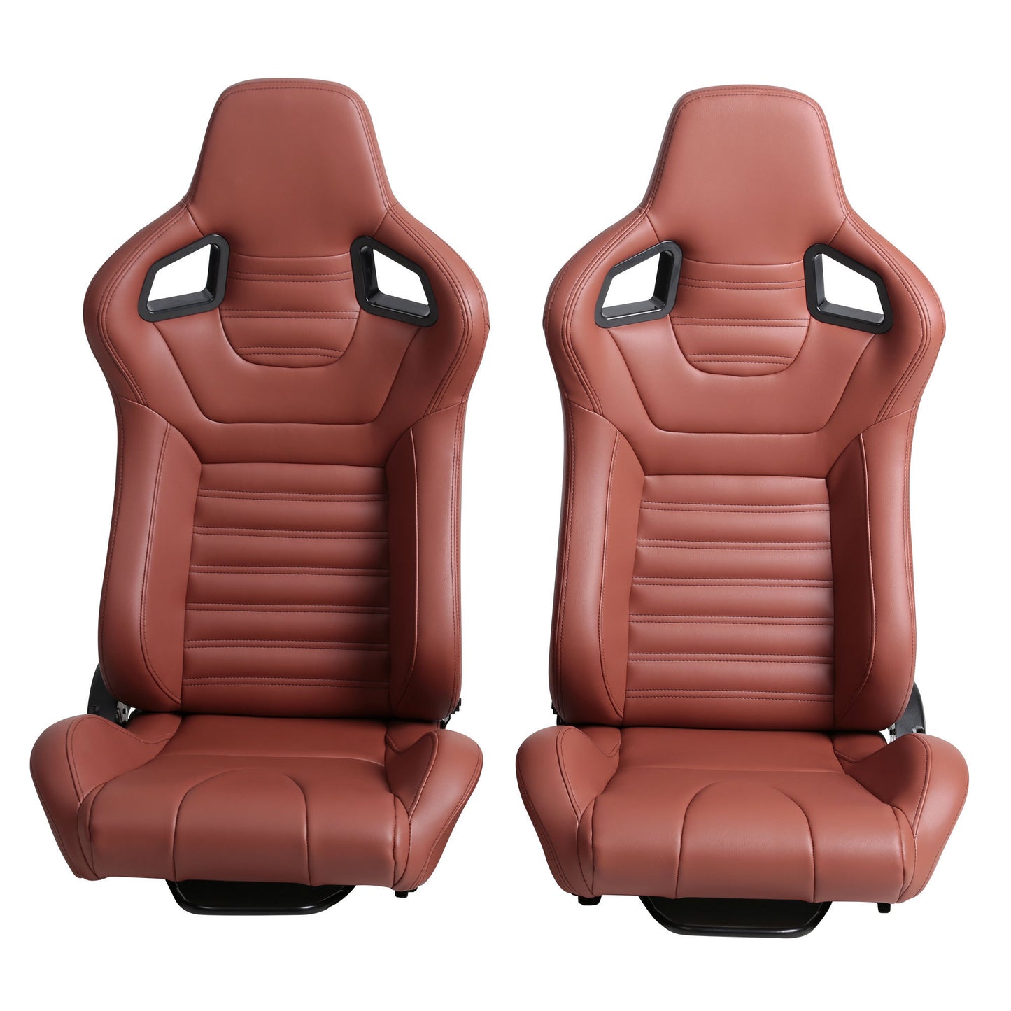 2-Piece Ergonomic Racing Seats with Adjustable Double Slides in Vibrant Brick Red