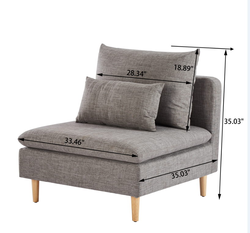 Armless Modular Sectional Sofa with Designer Upholstery