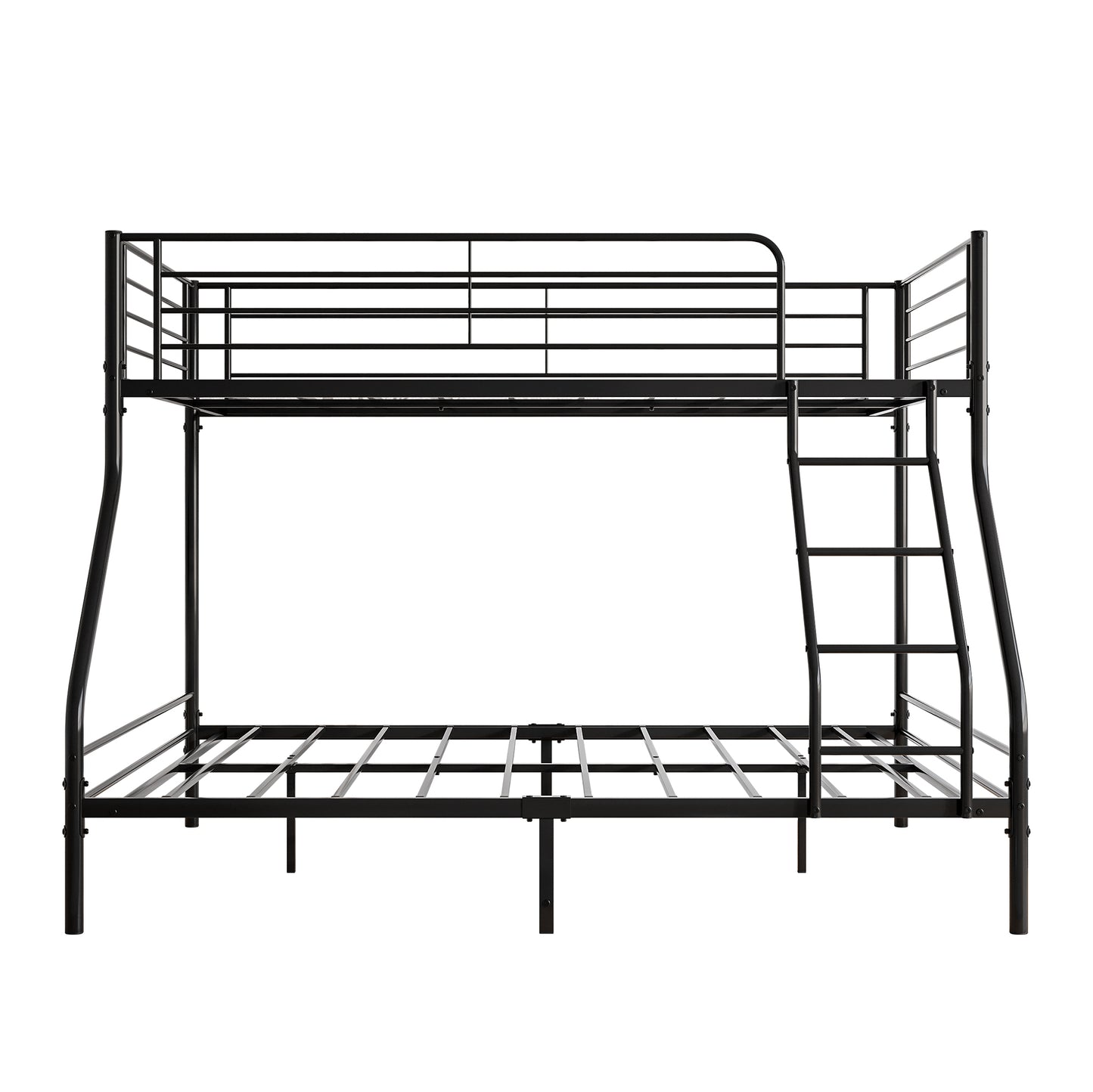 Sturdy Black Metal Twin-Over-Full Bunk Bed with Upgraded Safety Features