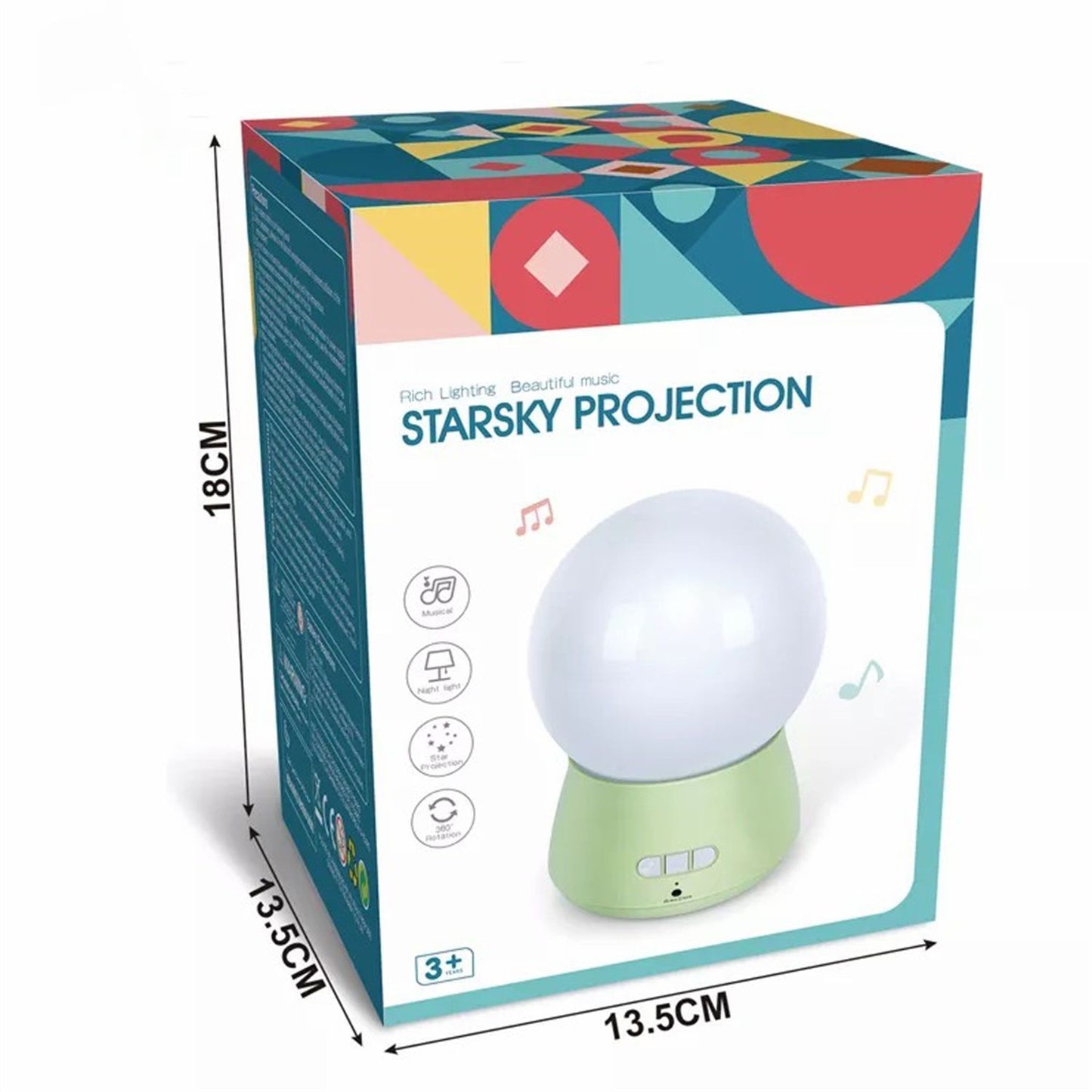 Cmgb LED Night Light with 360 Degree Rotating Baby Music Projector in Green