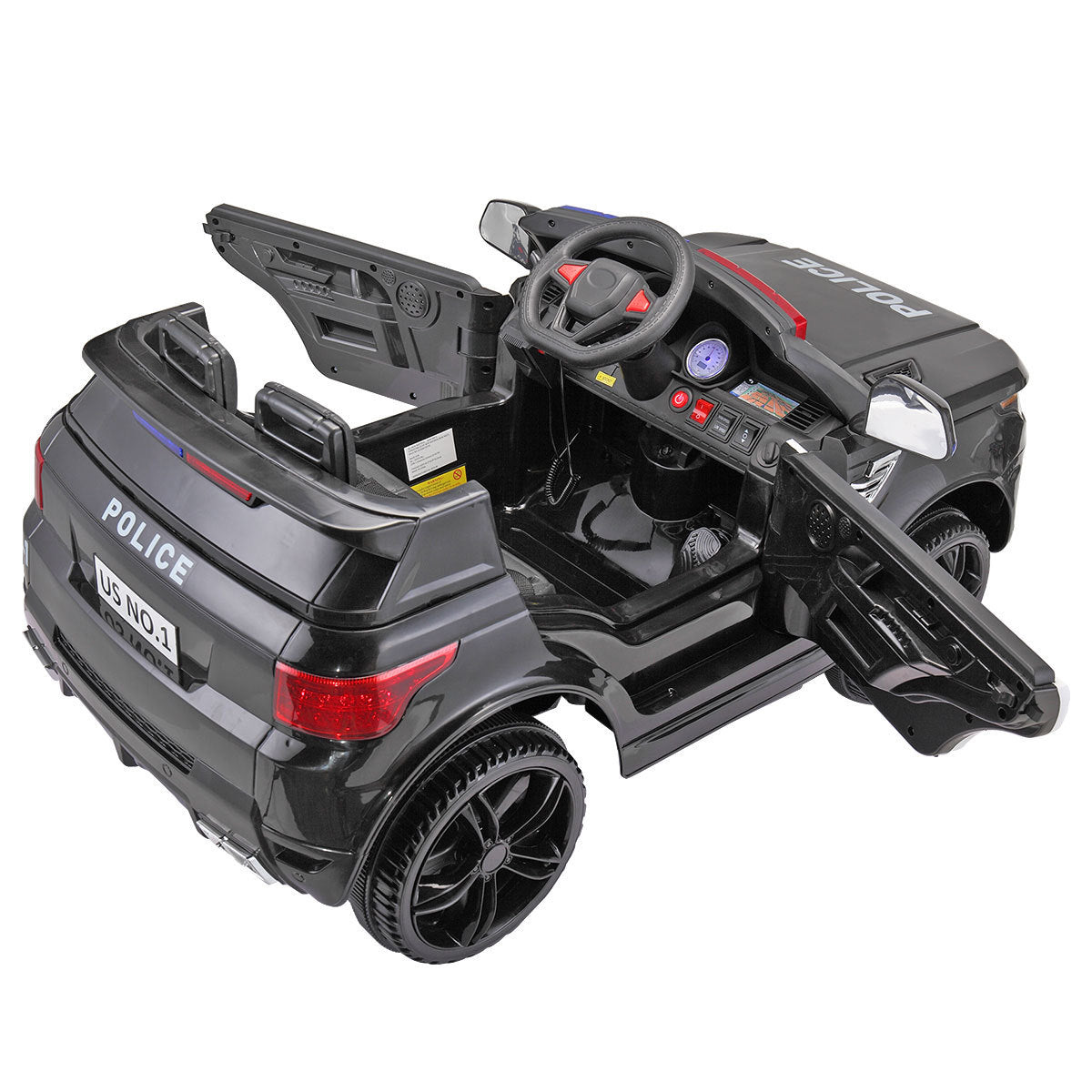 12V Ride on Police Car for Kids with Parental Remote Control, Battery Powered Electric Truck