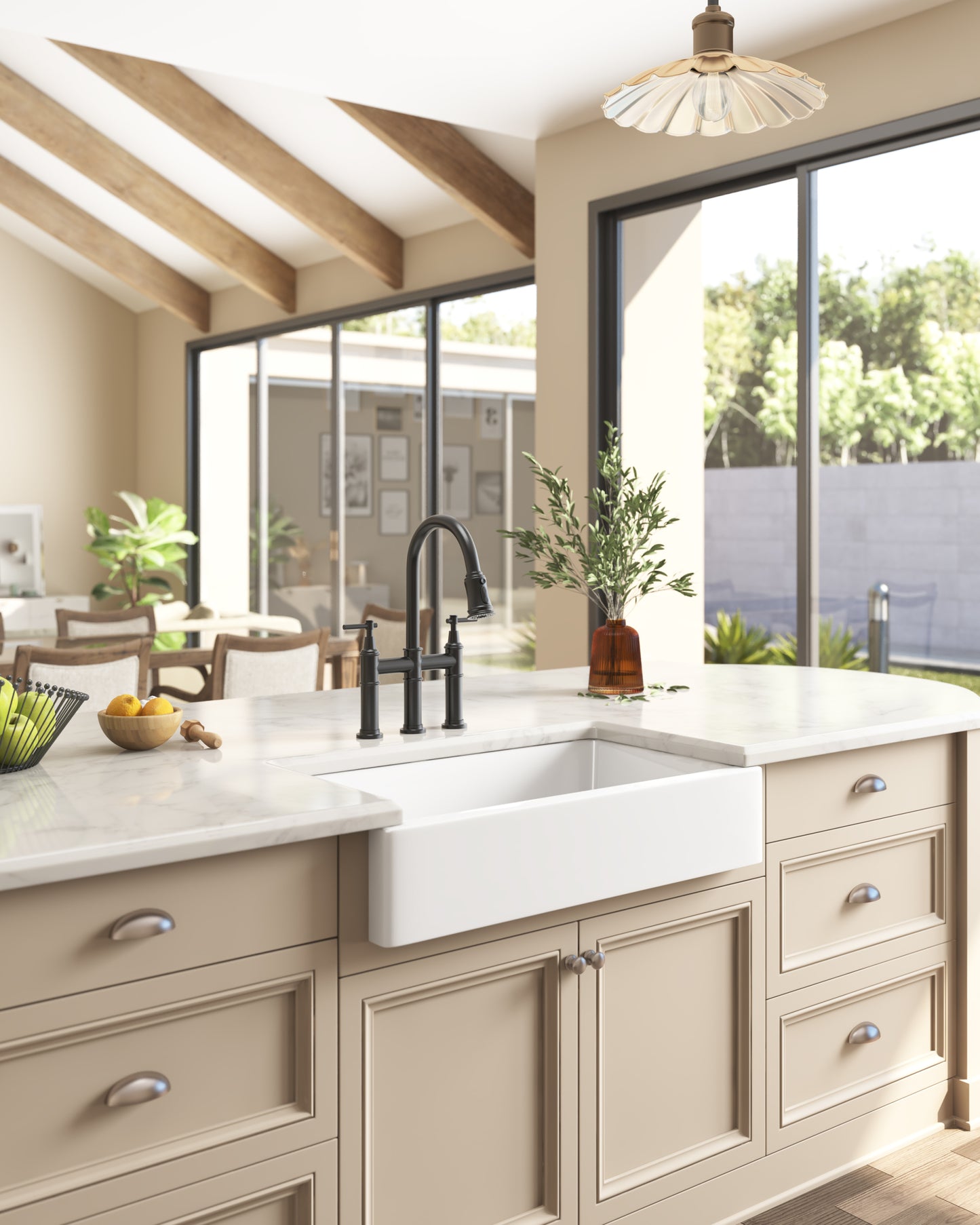 White Ceramic Undermount Farmhouse Kitchen Sink - Vintage Design