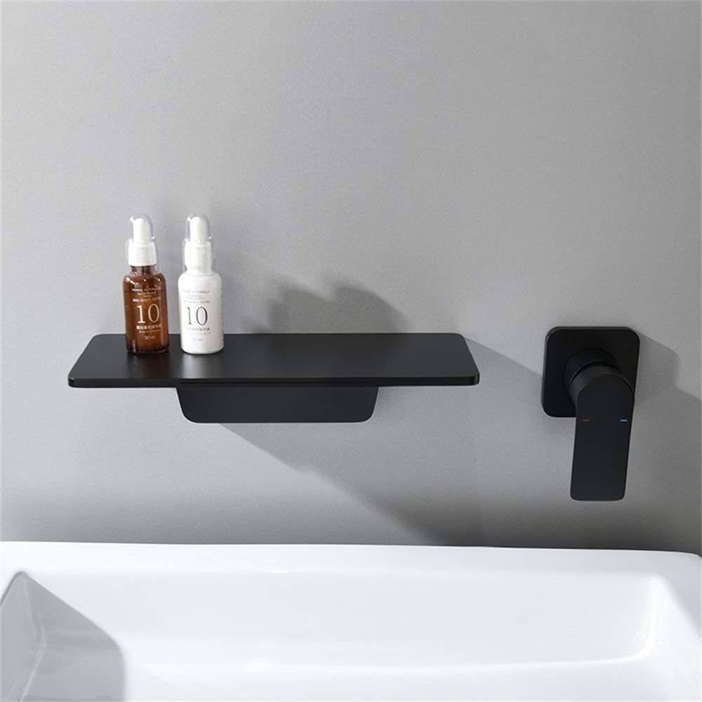 Modern Matte Black Bathroom Sink Faucet with Waterfall Spout