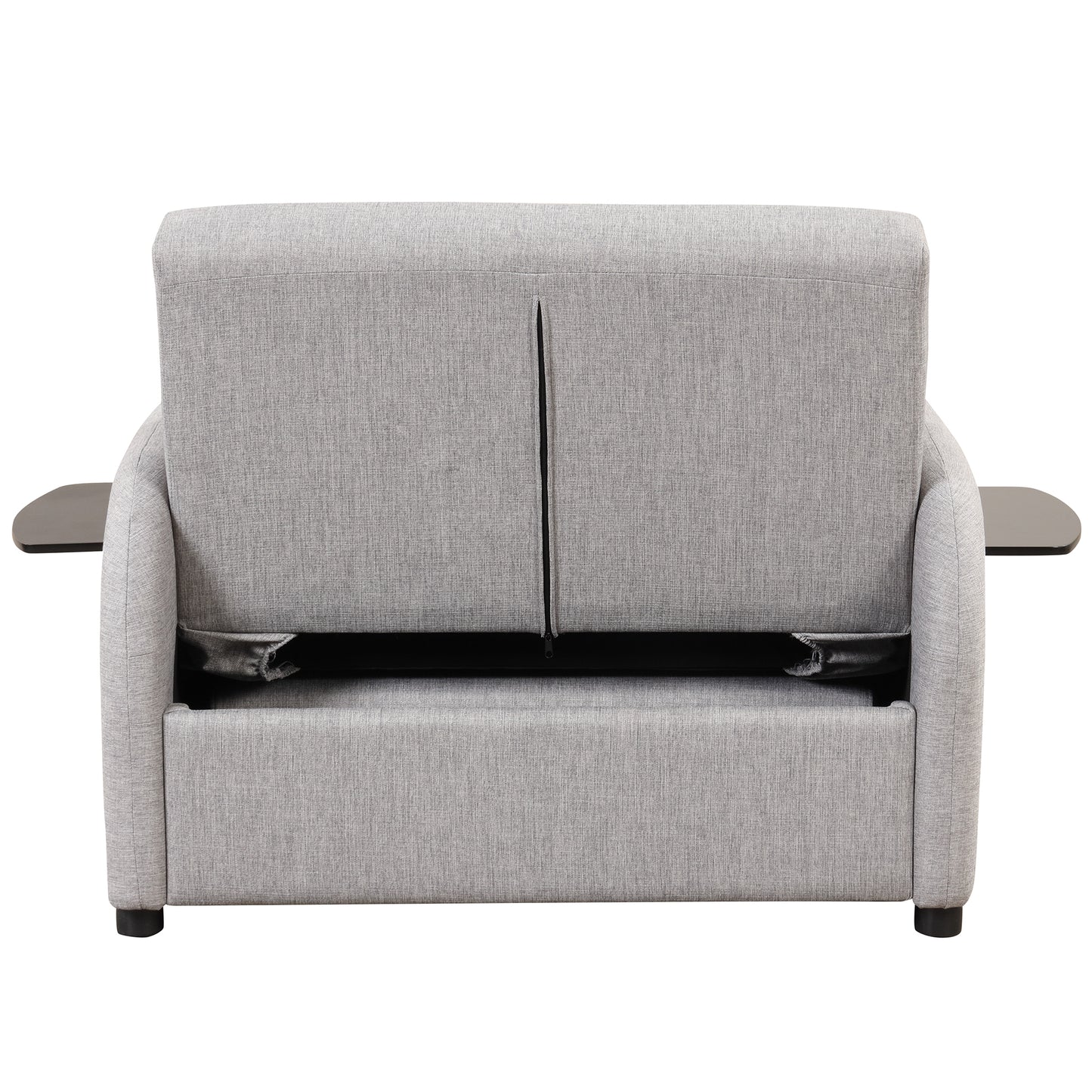 pull out sofa sleeper 3 in 1 with 2 wing table and usb charge for nap line fabric for living room recreation room grey