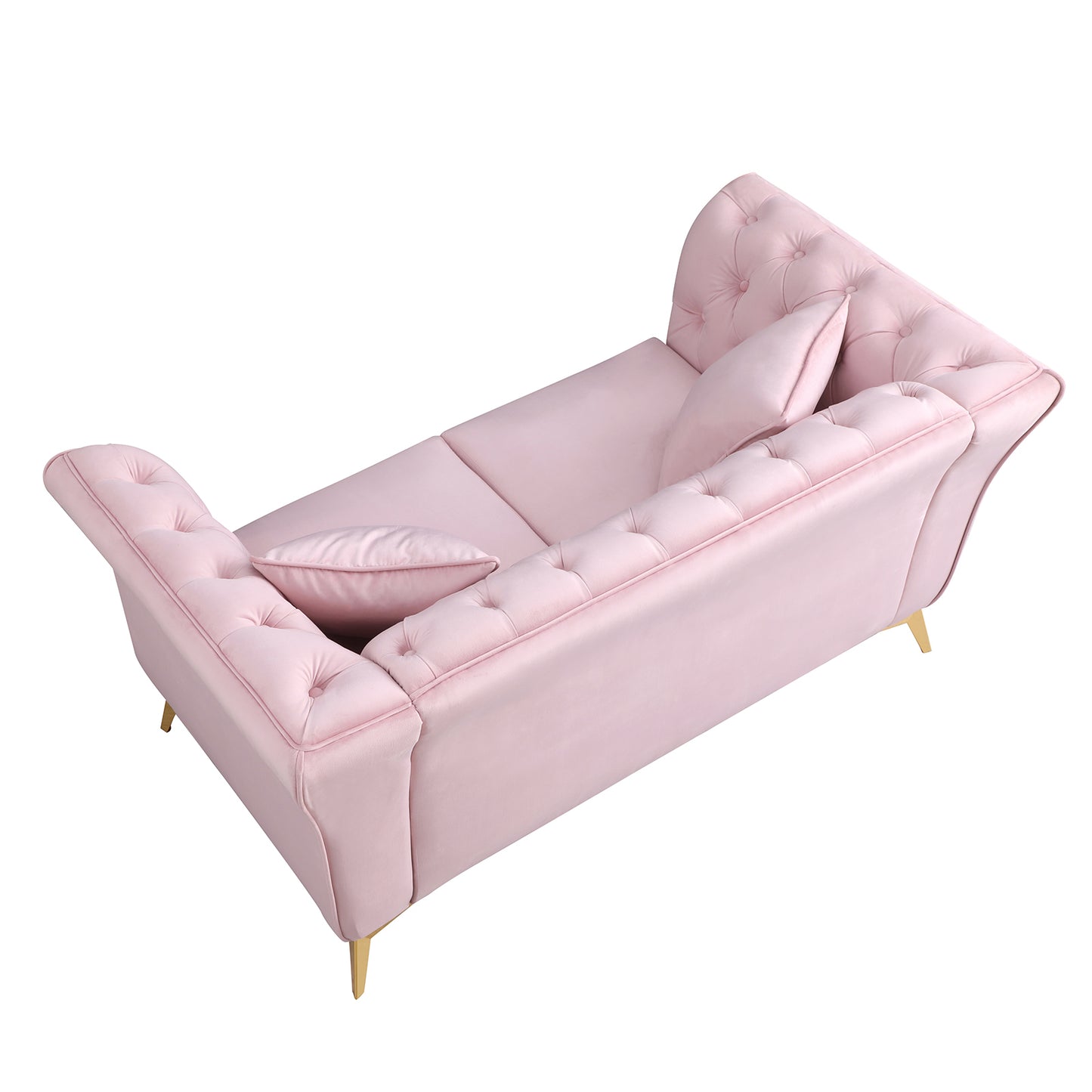 Chesterfield sofa ,Stanford sofa ,  high quality Chesterfield sofa ,Pink color , tufted and wrinkled fabric  sofa;contemporary Stanford sofa .loverseater; tufted sofa with scroll  arm and scroll back