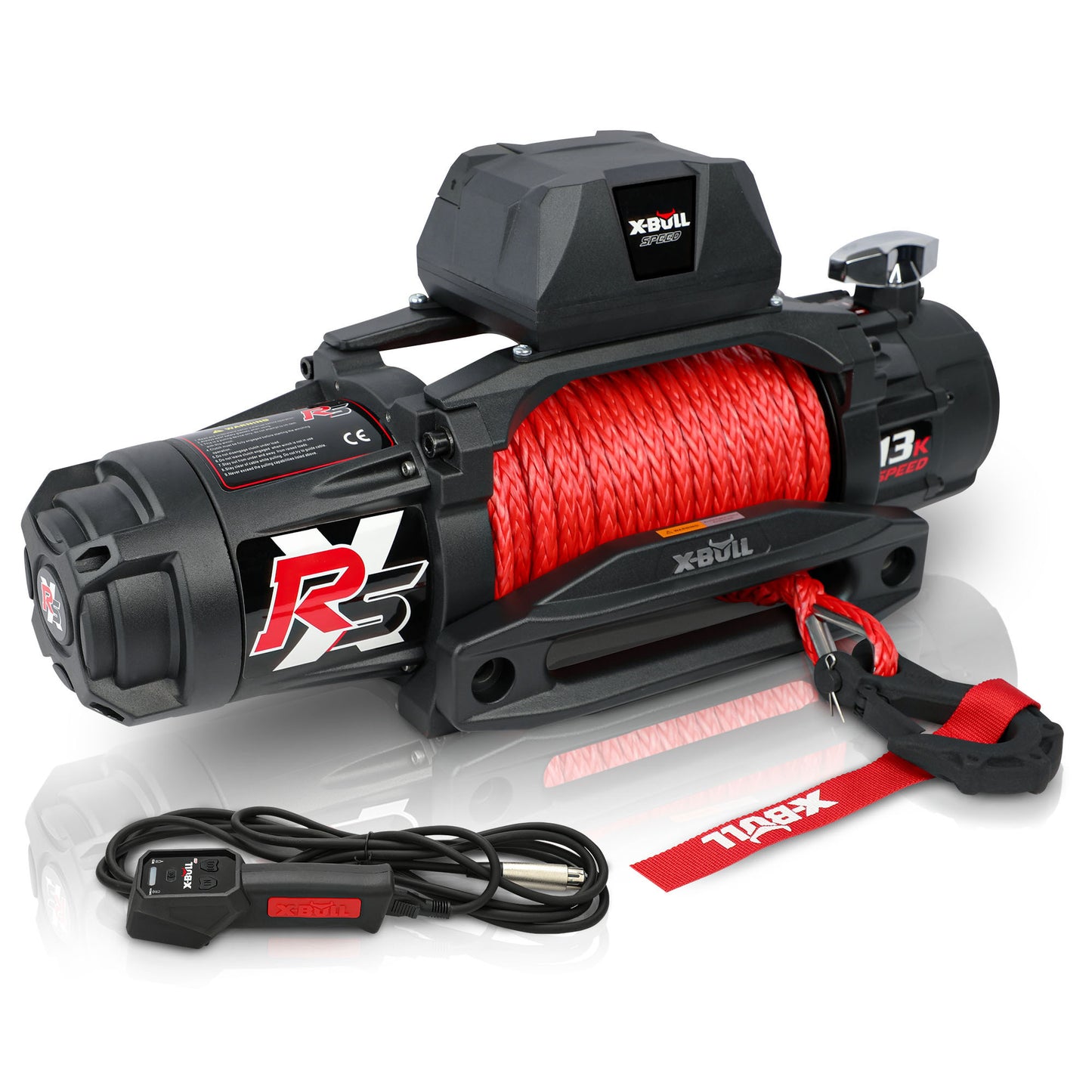 X-BULL 13000 LBS 12V Electric Winch with Wireless Remote and Synthetic Rope for UTVs/SUVs Jeep Towing Truck 4WD - High-Performance Off-Road Winch