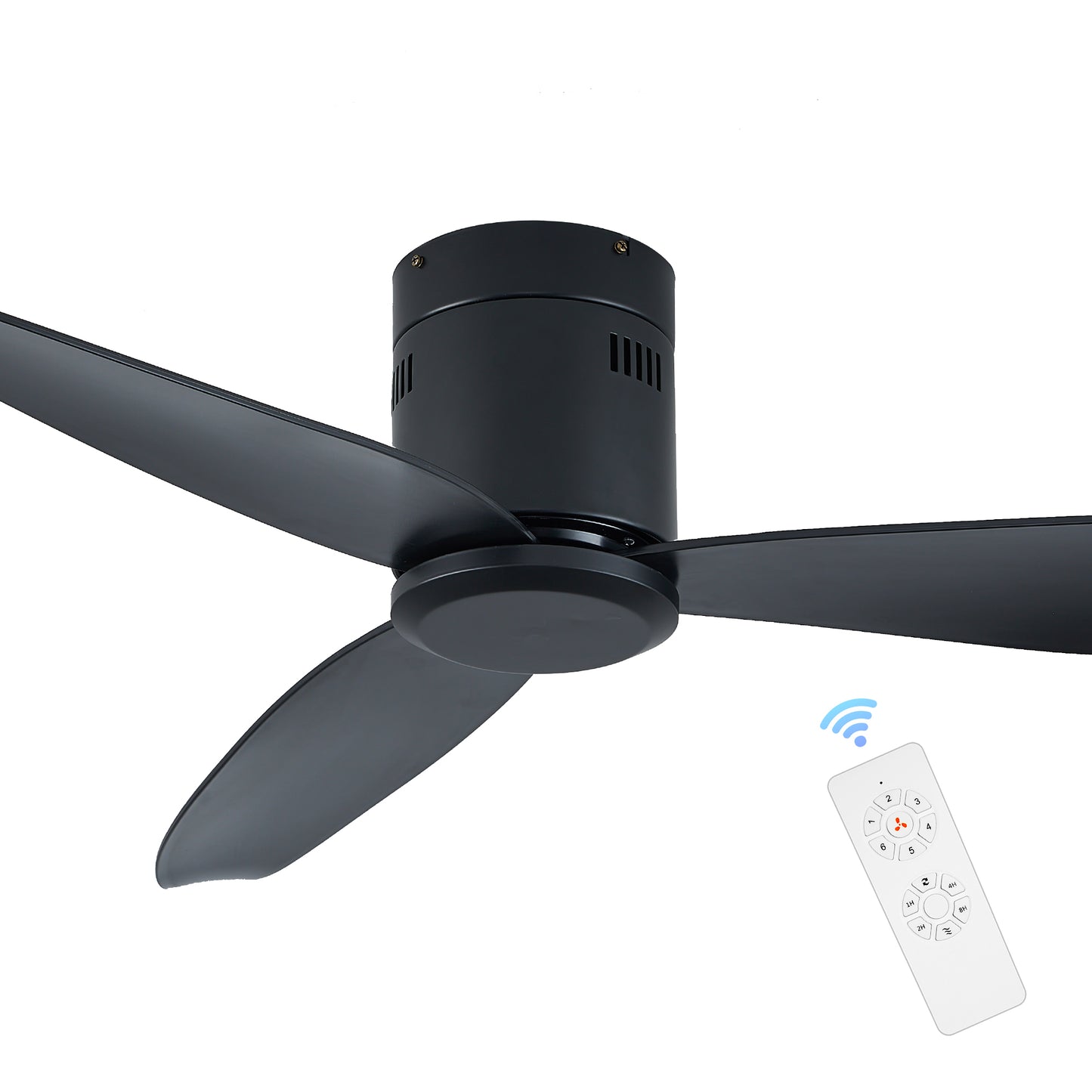 52 Black Flush Mount Ceiling Fan without Lights