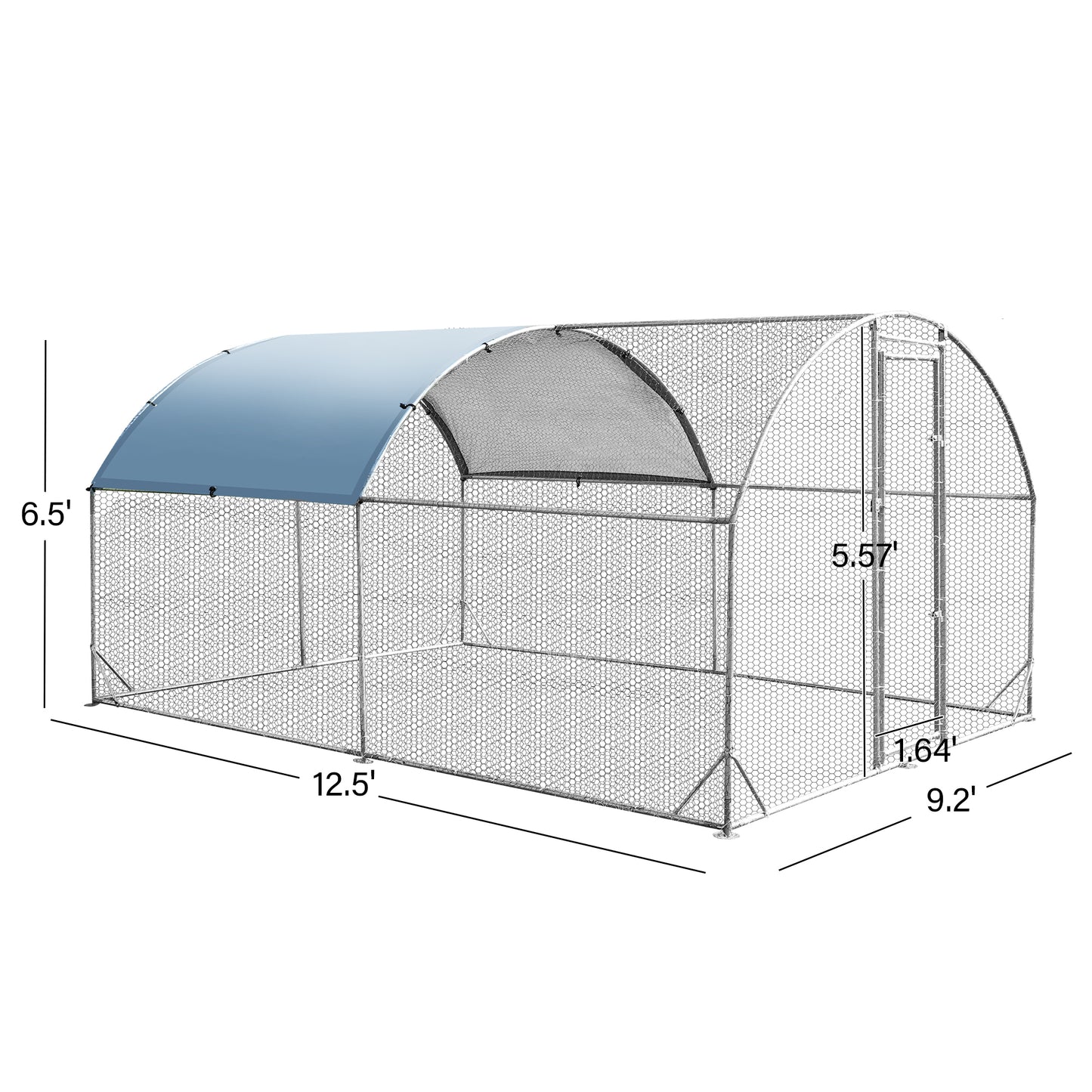 Large metal chicken coop upgrade three support steel wire impregnated plastic net cage, Oxford cloth silver plated waterproof UV protection, duck rabbit sheep bird outdoor house 9.2'W x 12.5'L x 6.5'H