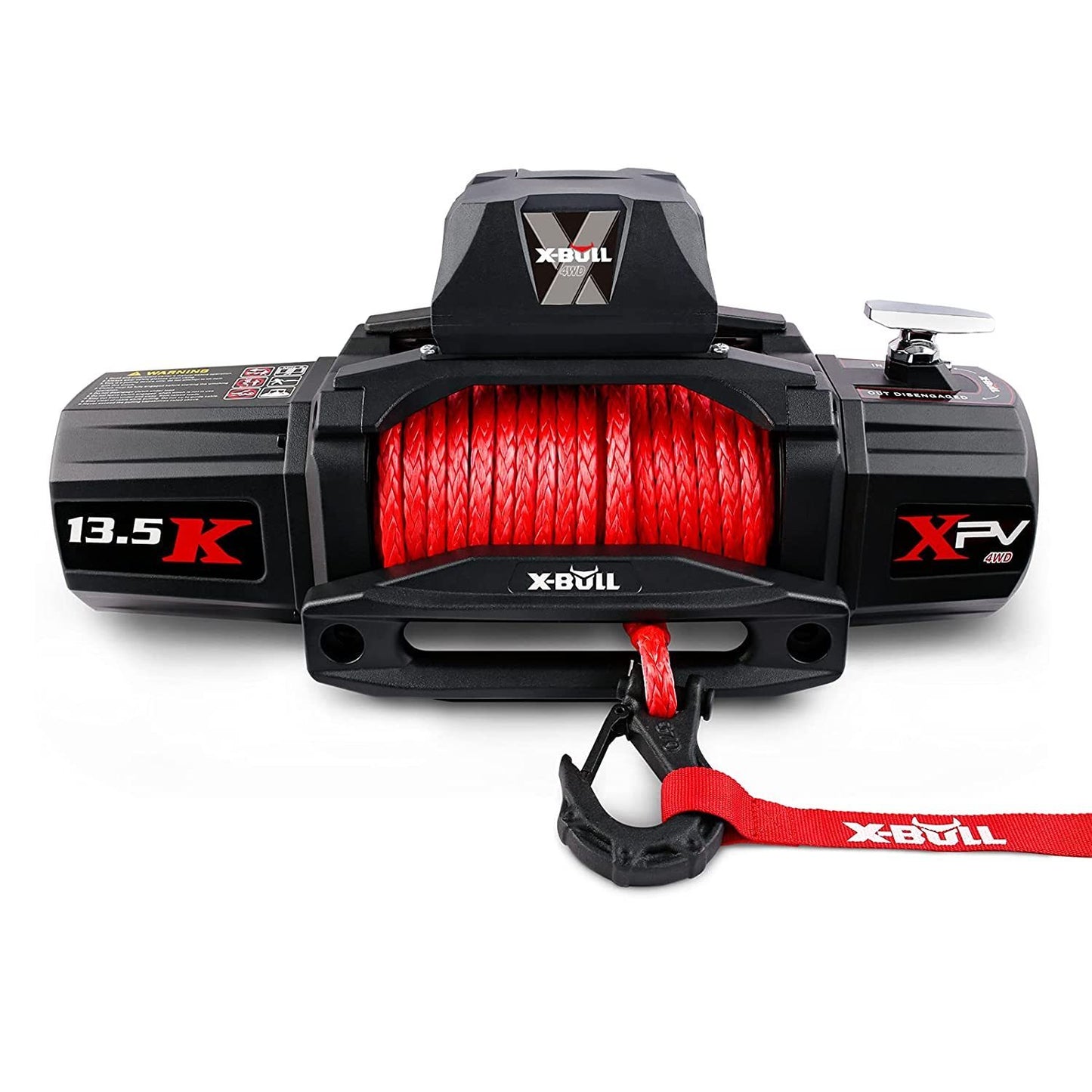 X-BULL 13500 LBS Electric Winch XPV with Wireless Remote Control and Synthetic Red Rope