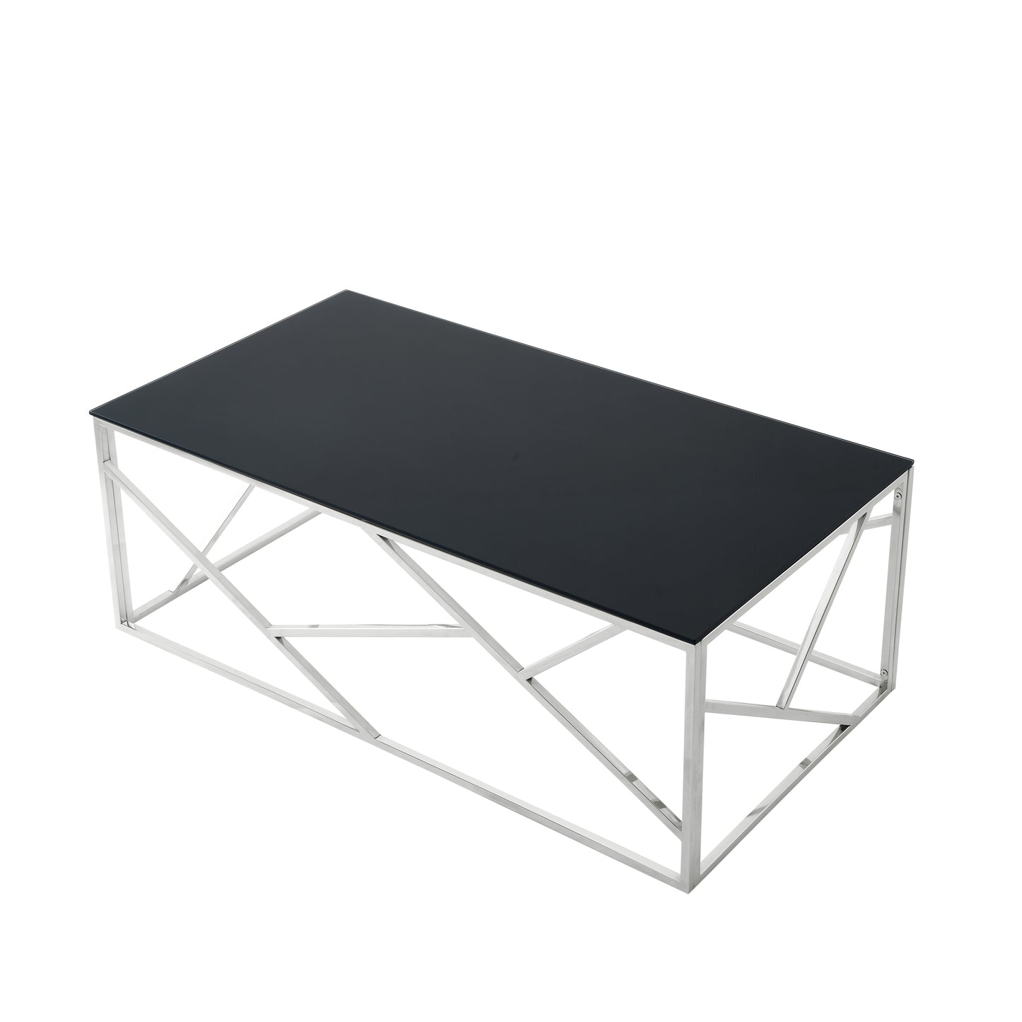 Sleek Black Glass and Chrome Coffee Table for Modern Living Spaces