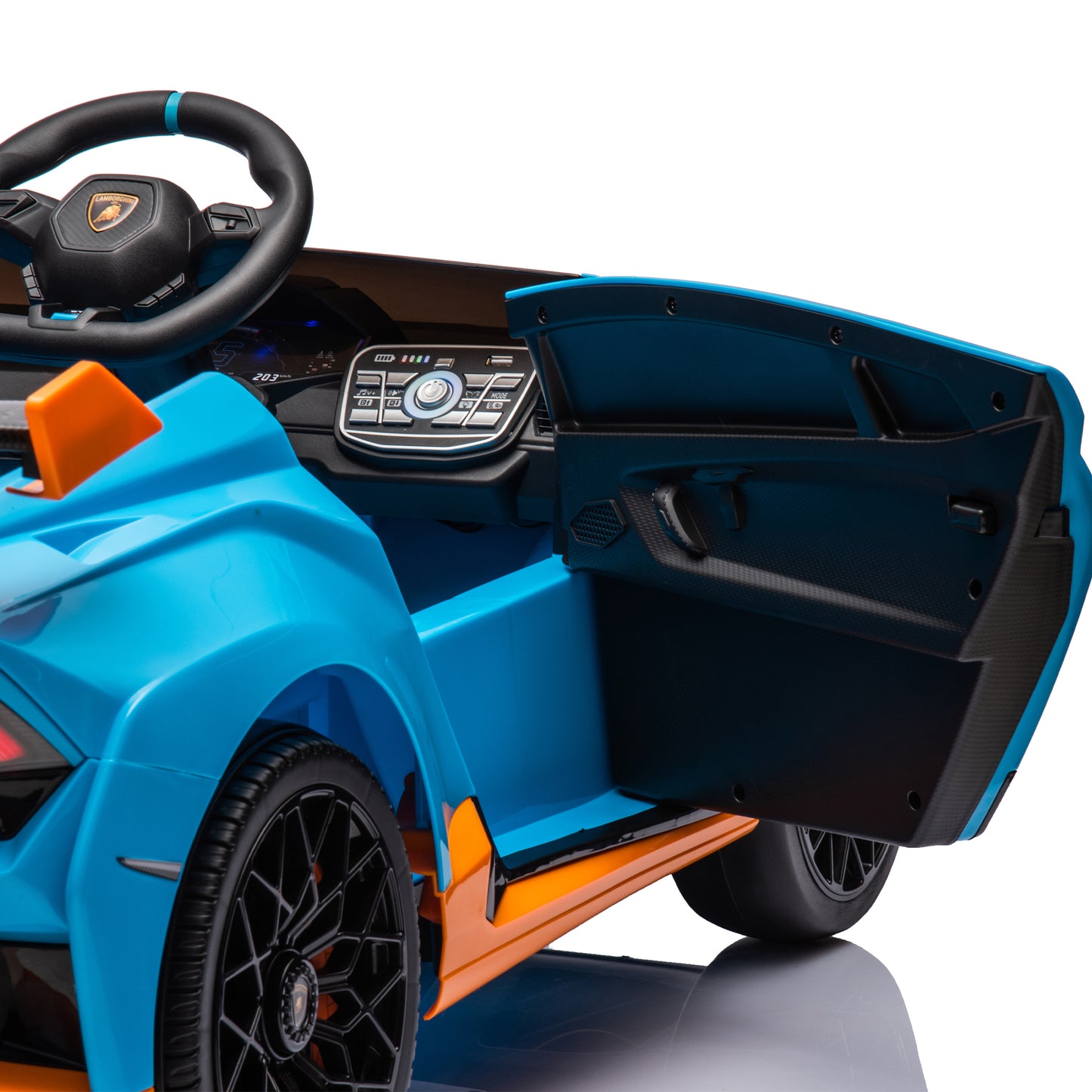 Lamborghini Huracan Sto 24V Kids Electric Ride-On Drift Car: Speeds 1.86-5.59 MPH, Ages 3-8, Foam Front Wheels, 360° Spin, LED Lights, Dynamic Music, Early Learning, USB Port, Drift Feature