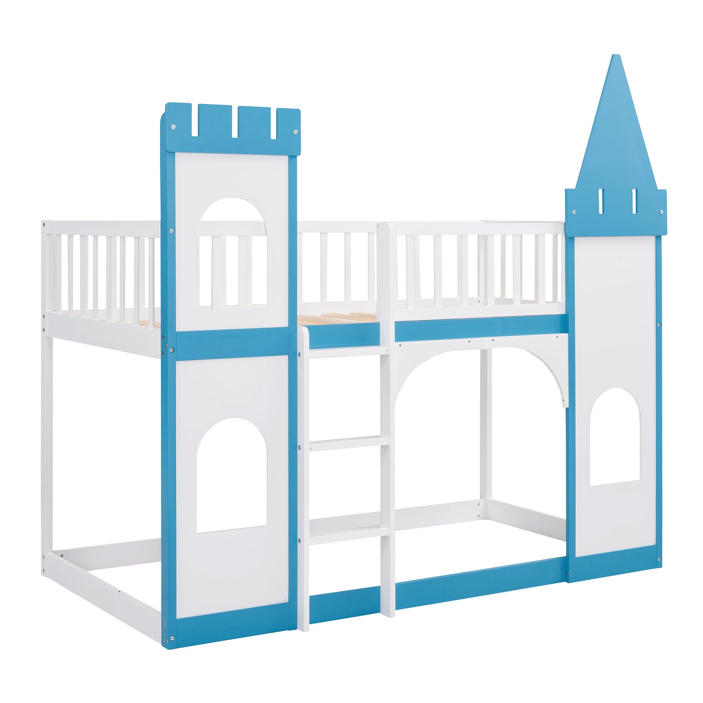 Blue Castle Bunk Bed with Ladder for Children