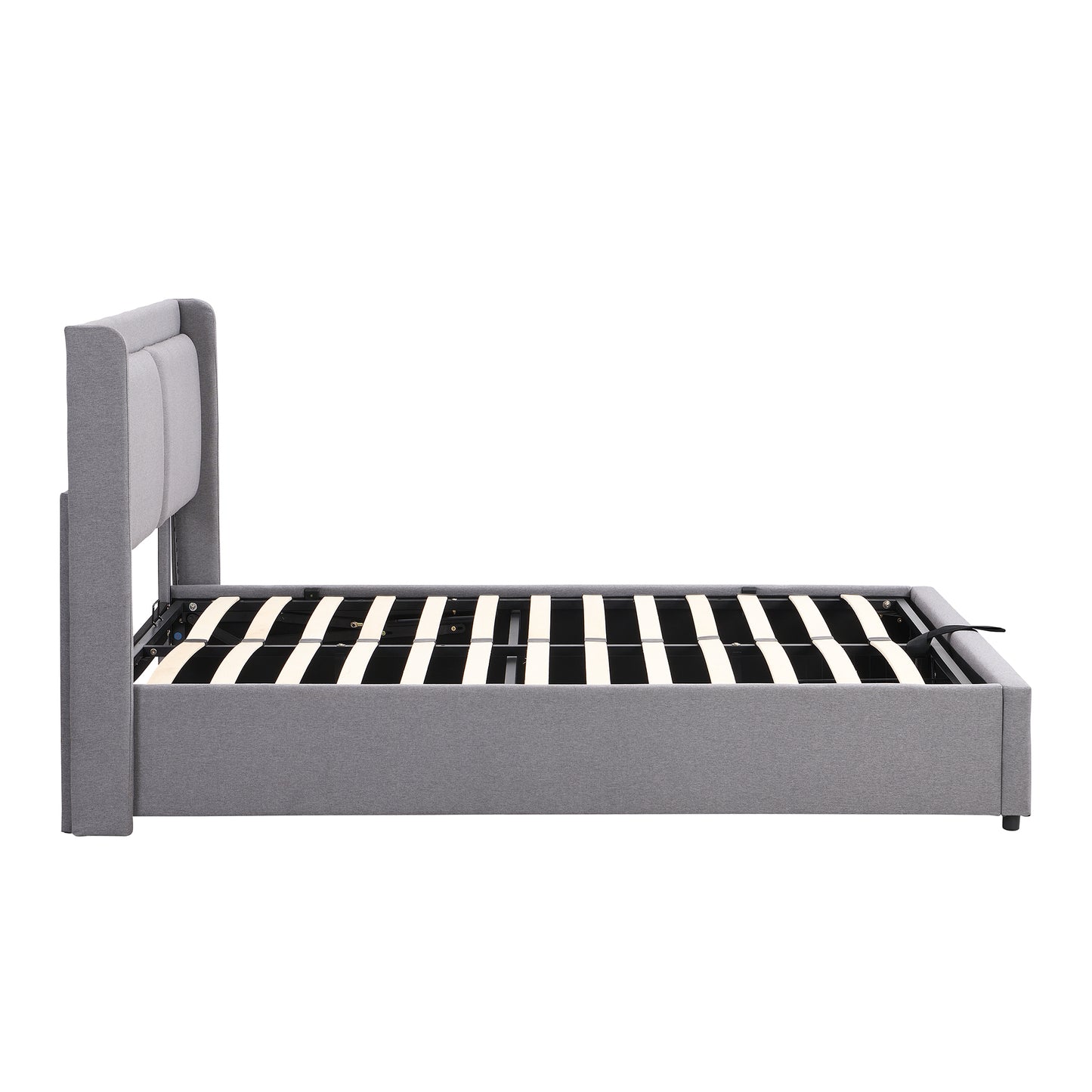 Queen Size Storage Upholstered Hydraulic Platform Bed with 2 Drawers, Gray