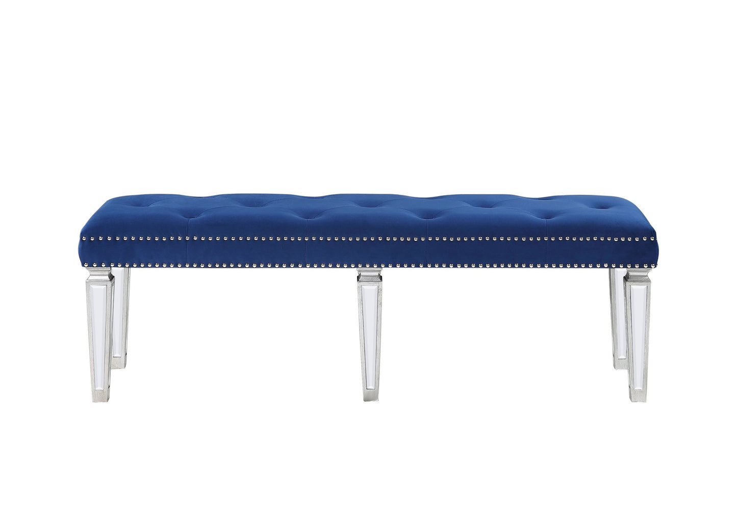 ACME Varian Bench, Blue Velvet & Mirrored 26157