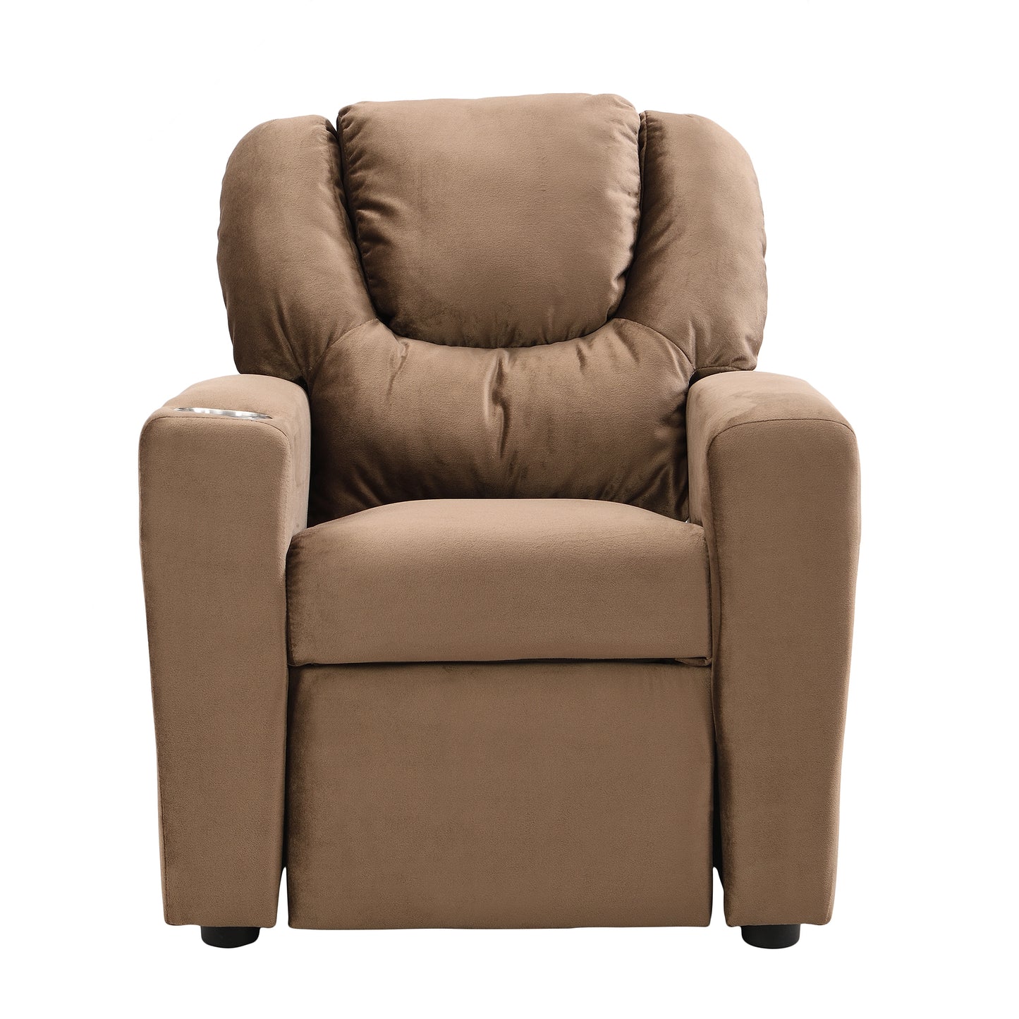 Kids Velvet Recliner Chair with Cup Holder and Footrest