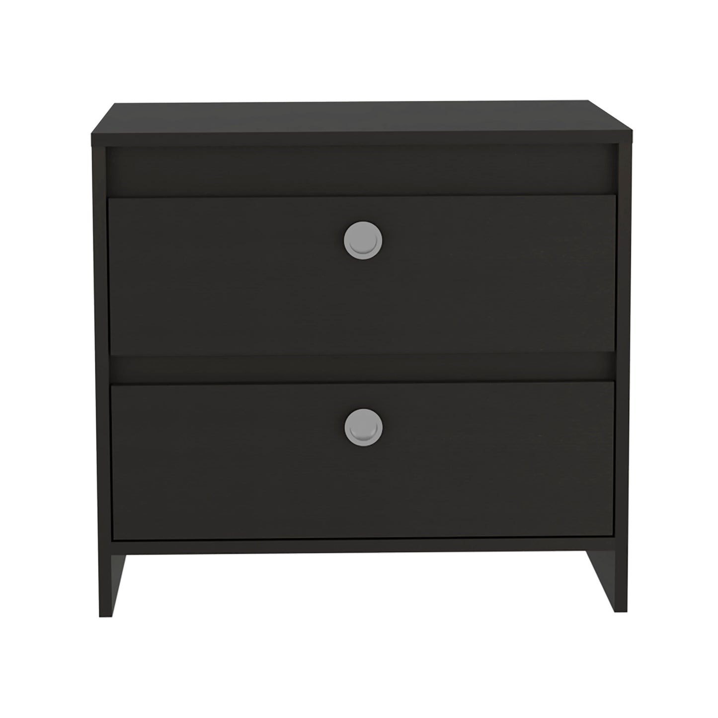 Idaly Nightstand, Superior Top, Two Drawers -Black