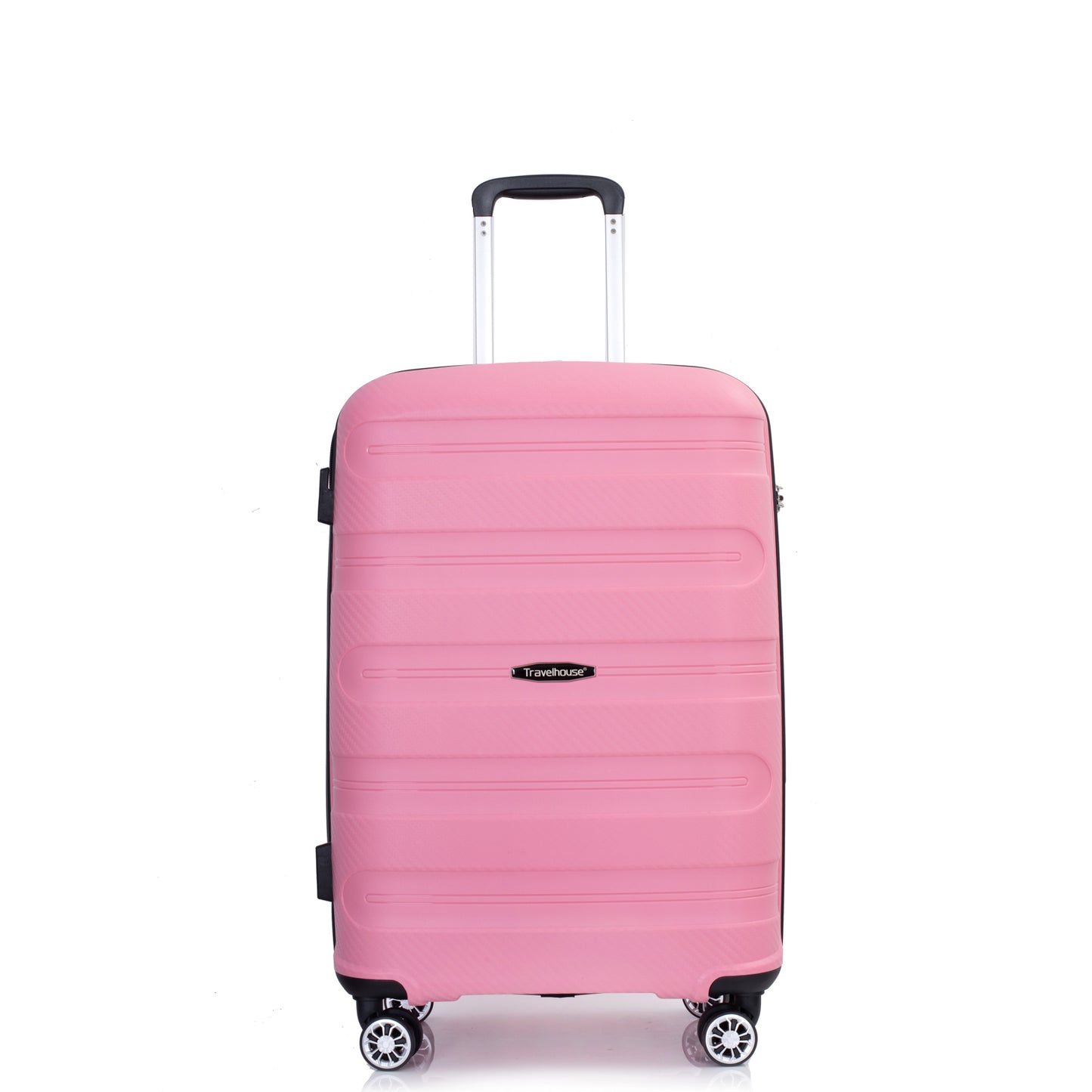 Hardshell Suitcase Spinner Wheels PP Luggage Sets Lightweight Durable Suitcase with TSA Lock,3-Piece Set (20/24/28) ,Pink