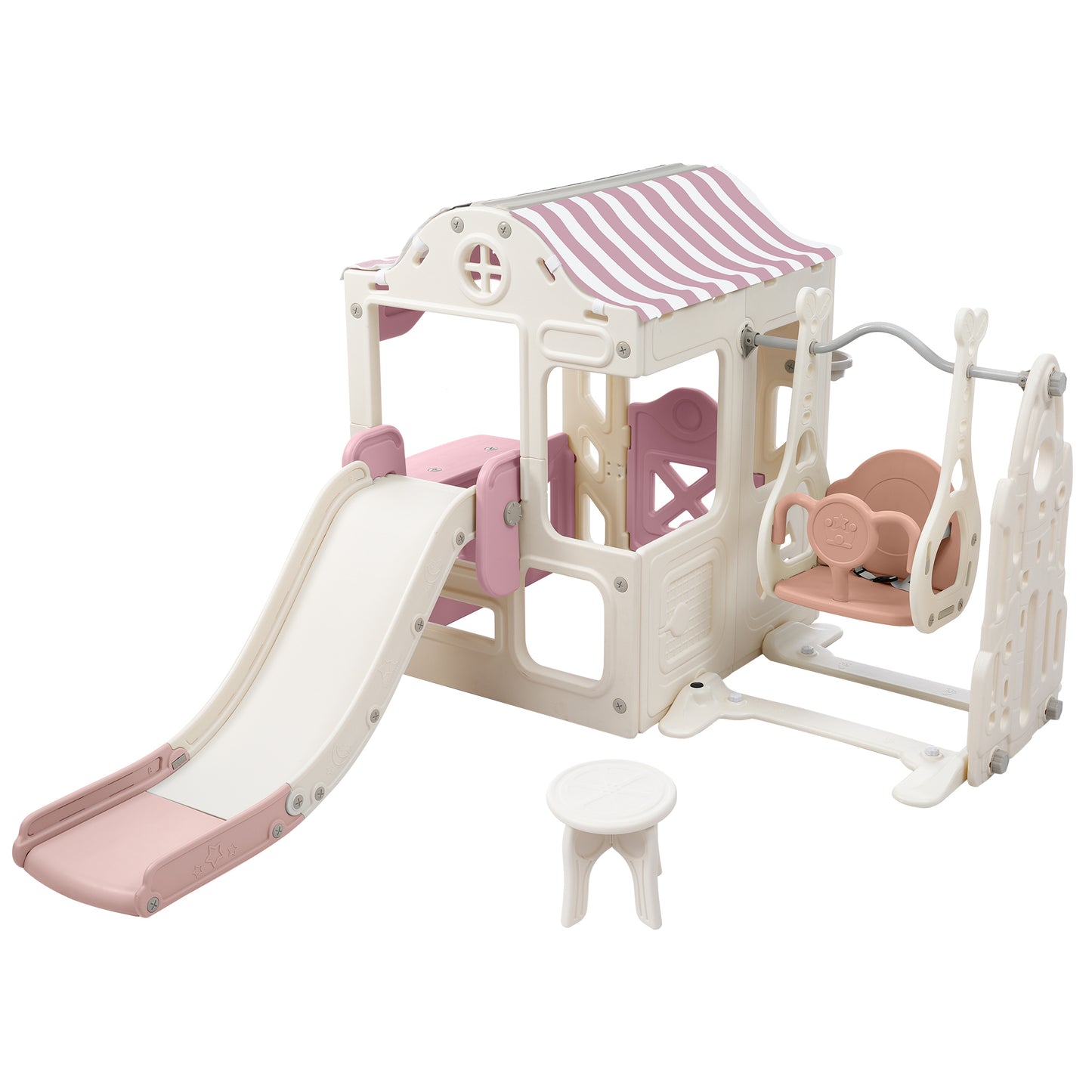 6-in-1 Toddler Swing and Slide Playset with Fairy House