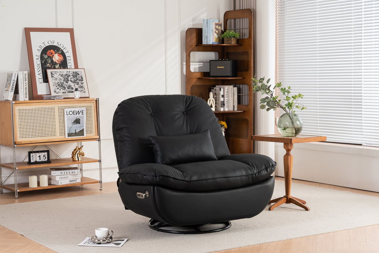 Luxurious Multi-Function Bluetooth Power Recliner Swivel Glider - Black PU