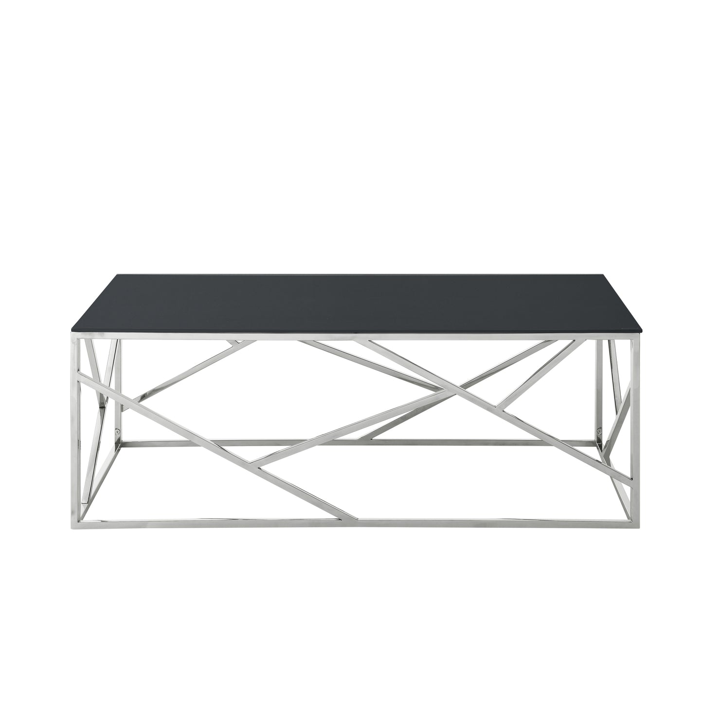 Sleek Black Glass and Chrome Coffee Table for Modern Living Spaces