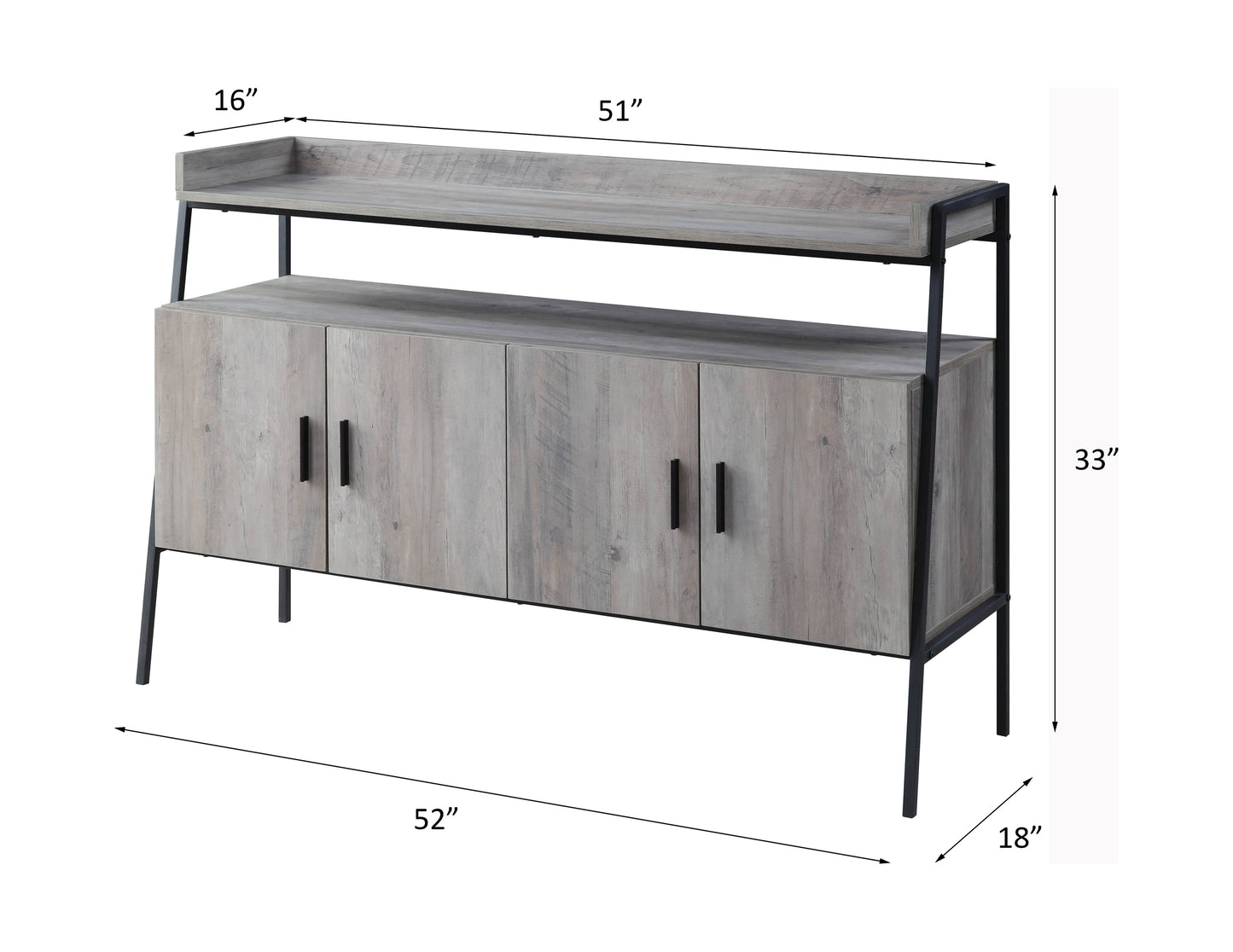 Samiya TV Stand with Industrial Gray Oak and Black Finish