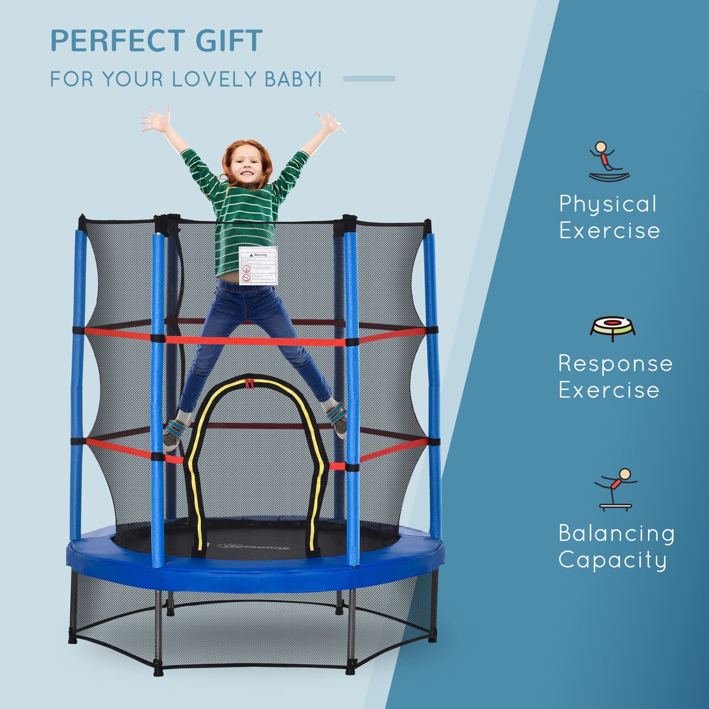 5-Foot Springless Kids Trampoline with Safety Enclosure - Blue