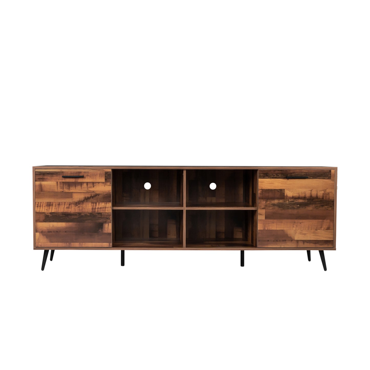 Stylish Adjustable Mid-Century TV Stand with Wood Storage Console