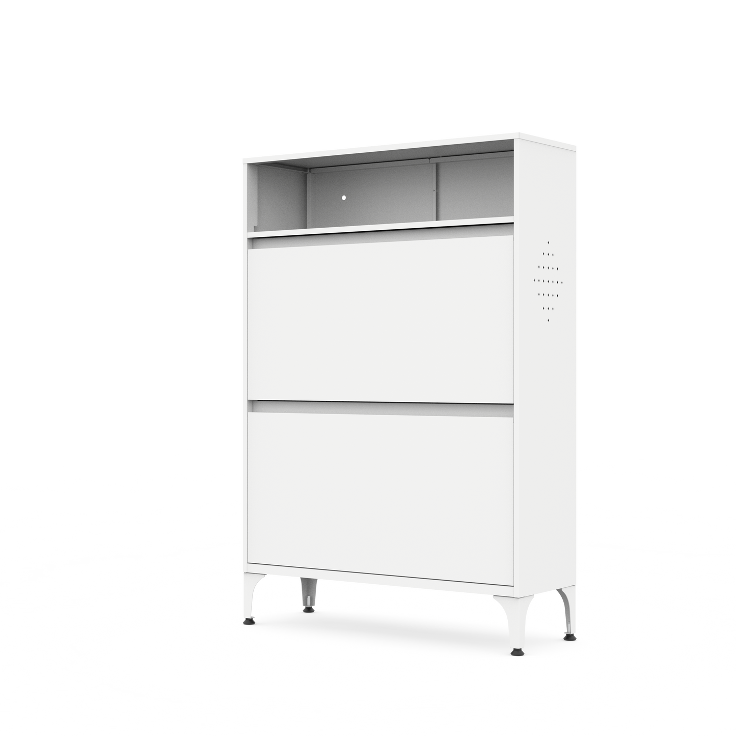 Metal Shoe Cabinet with 2 Flip Drawers,Free Standing Storage Racks with Metal Legs and Adjustable Removable Shelf, Shoe Organizers Entrance Hallway for Heels, Boots, Slippers (white)