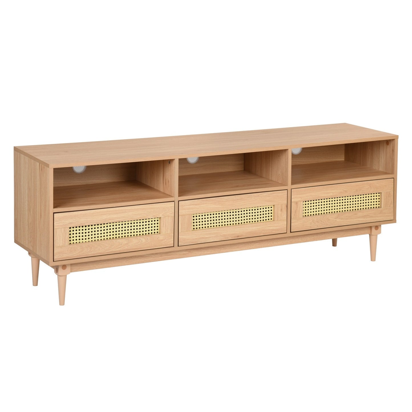 Entertainment Console with Rattan Storage for 65-70 inch TV