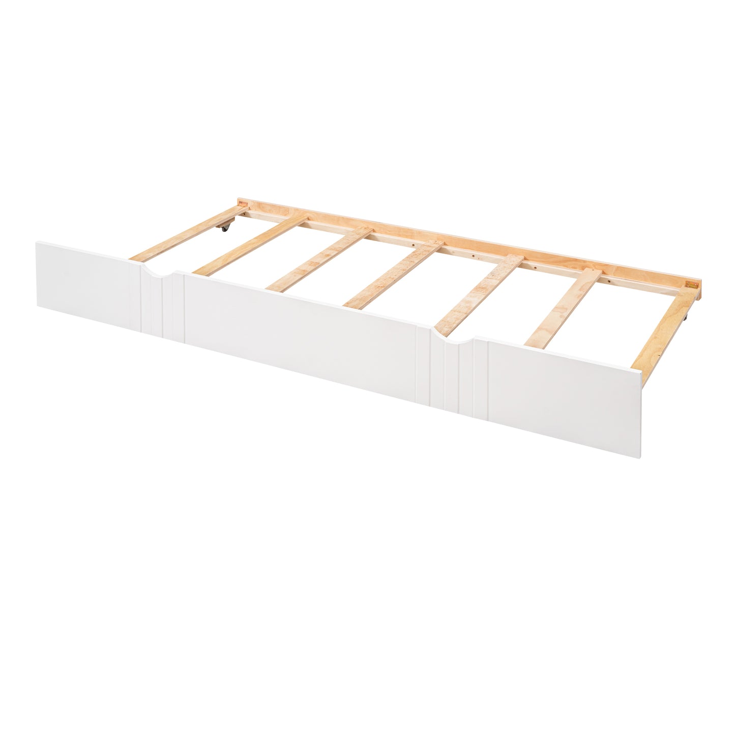 Full Size Daybed Wood Bed with Twin Size Trundle,White