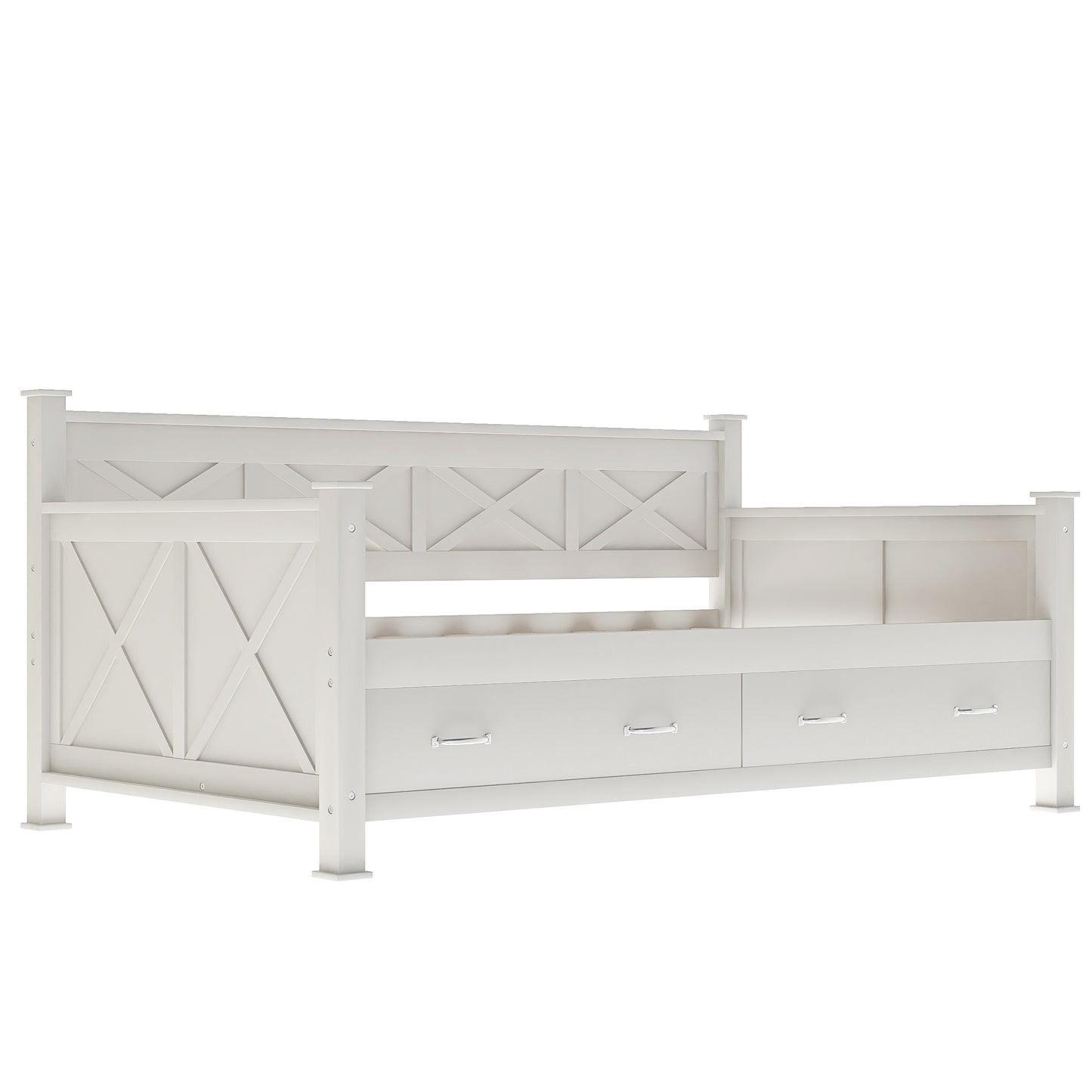 Twin  Size Wooden Modern and Rustic Casual Style Daybed, Cream White