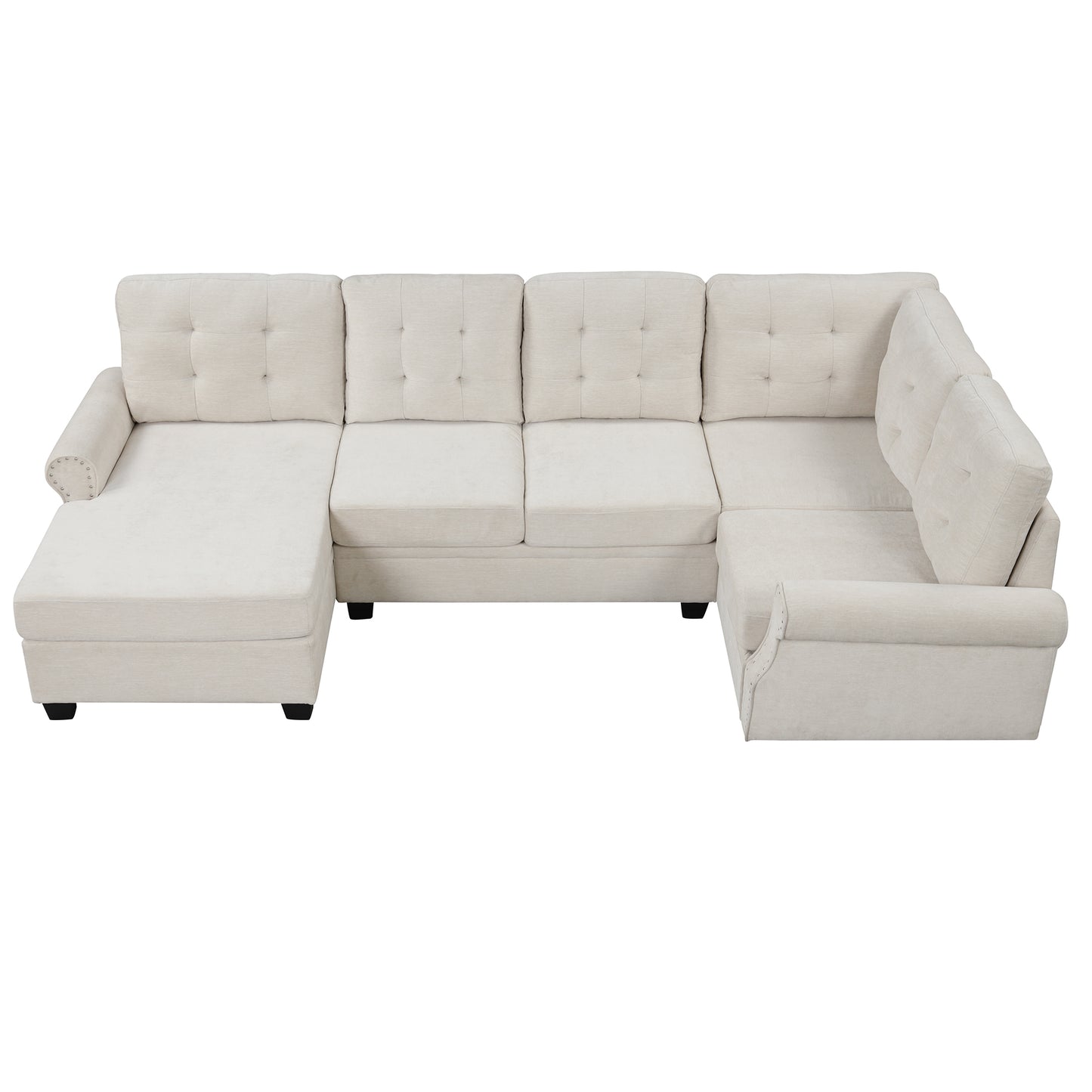 120-inch Stylish Beige U-Shaped Sectional Sofa for Living Room or Bedroom