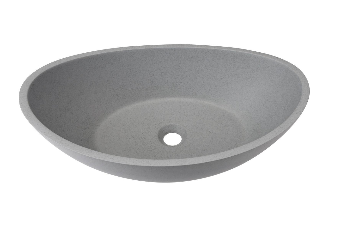 Oval Concrete Vessel Bathroom Sink Handmade Concreto Stone Basin Counter Freestanding  Bathroom Vessel  Sink in Grey without  Faucet and Drain