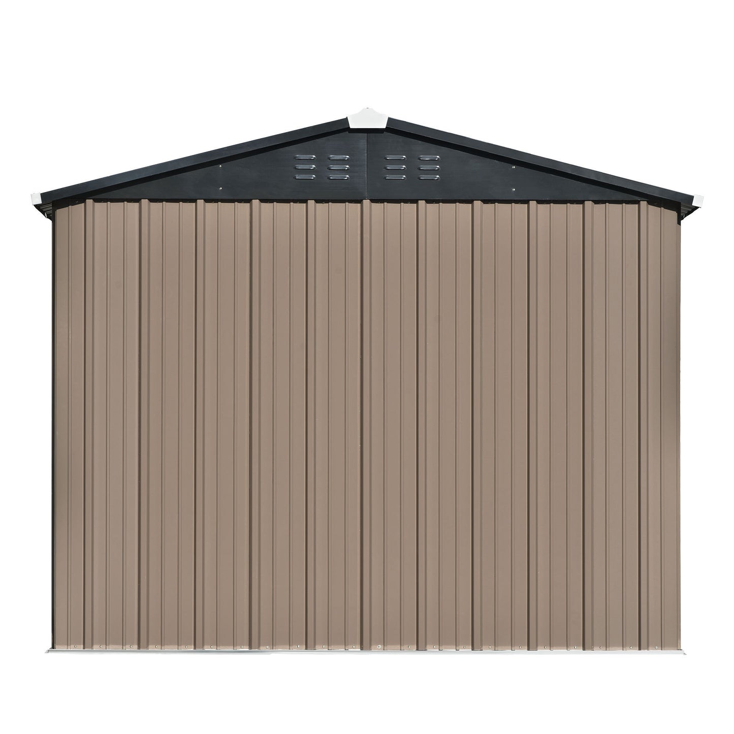 Patio 8ft x6ft Bike Shed Garden Shed, Metal Storage Shed with Adjustable Shelf and Lockable Doors, Tool Cabinet with Vents and Foundation Frame for Backyard, Lawn, Garden, Brown