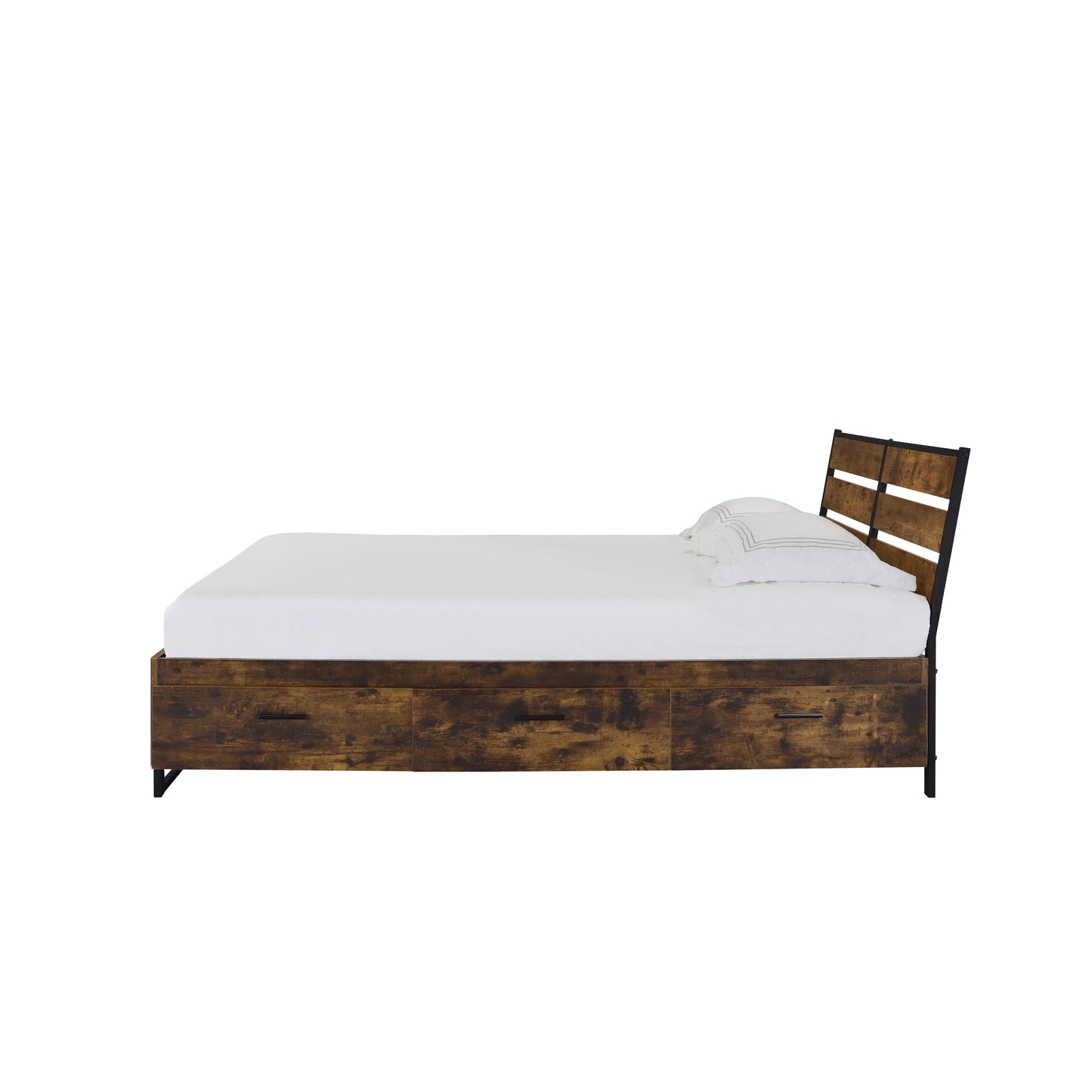 Juvanth Eastern King Bed W/Storage in Rustic Oak & Black Finish 24257EK