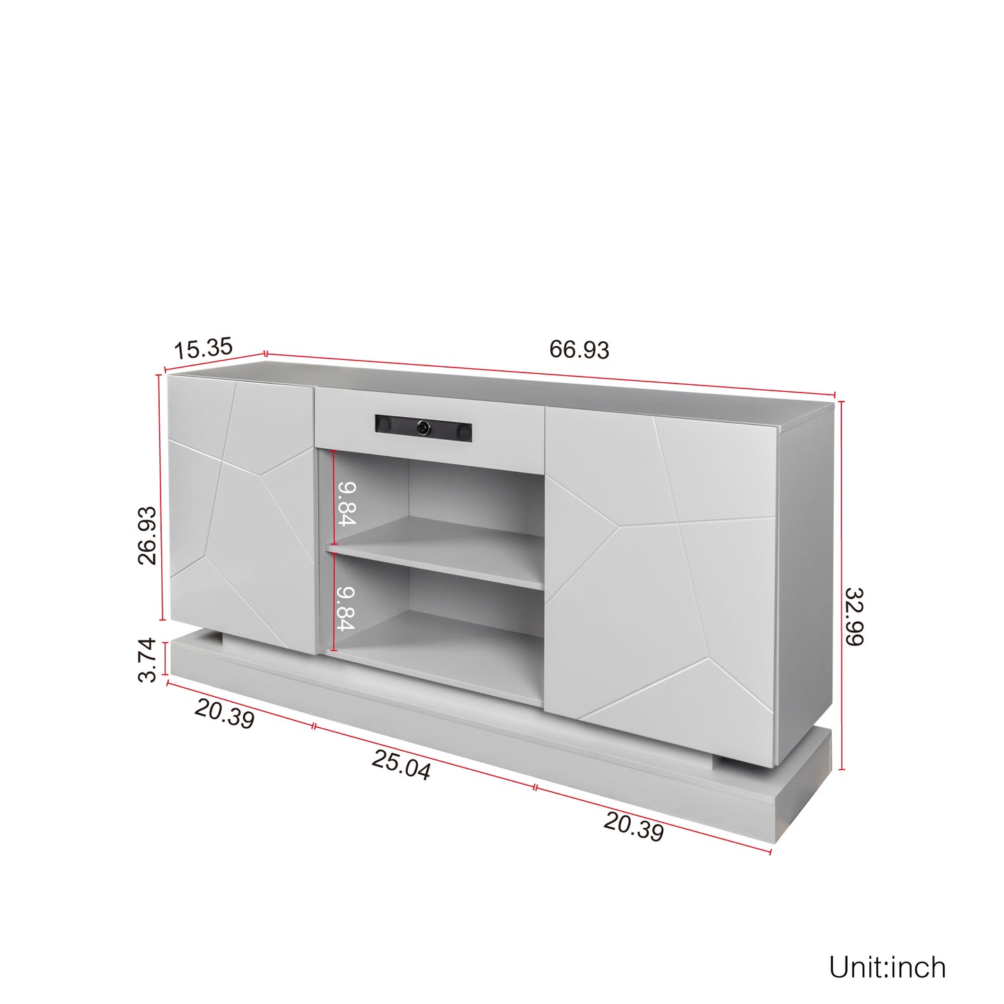 Sleek TV Stand with Bluetooth Speaker and LED Lighting