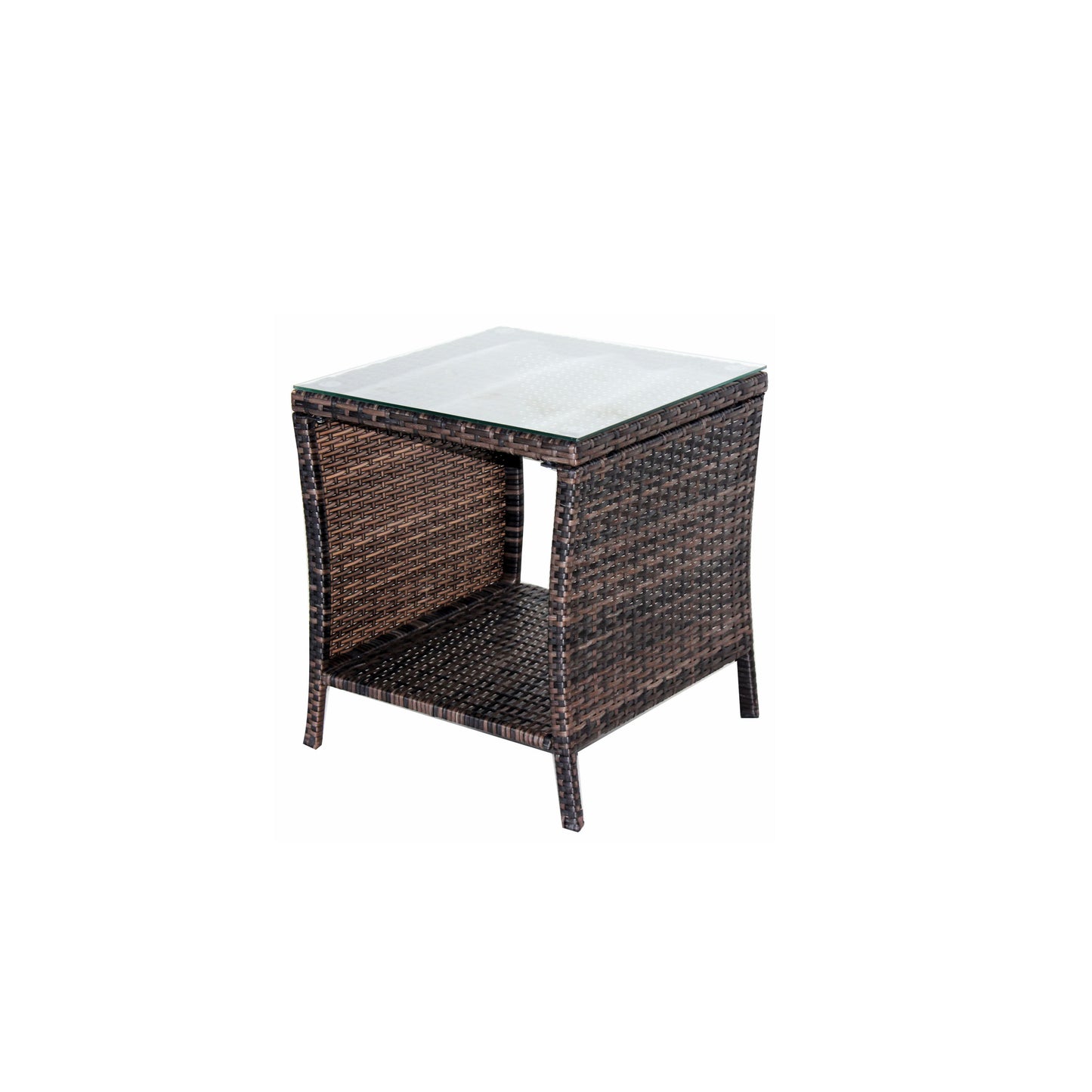 Elegant Outdoor Rattan Coffee Table with Tempered Glass Top