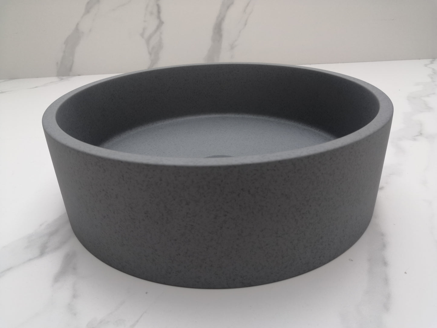 Round Concrete Vessel Bathroom Sink Handmade Concreto Stone Basin Counter Freestanding  Bathroom Vessel  Sink in Grey without  Faucet and Drain