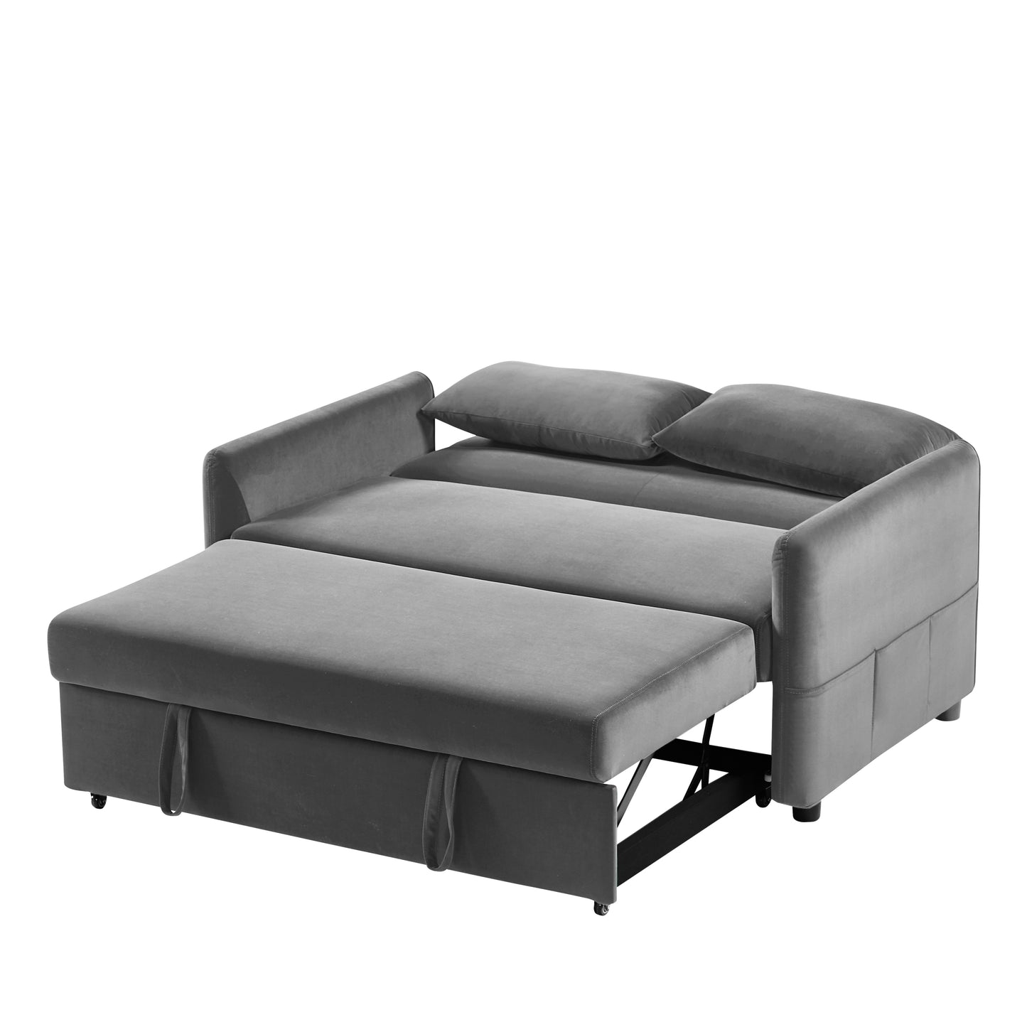 Convertible Dark Gray Sofa Bed with Adjustable Backrest